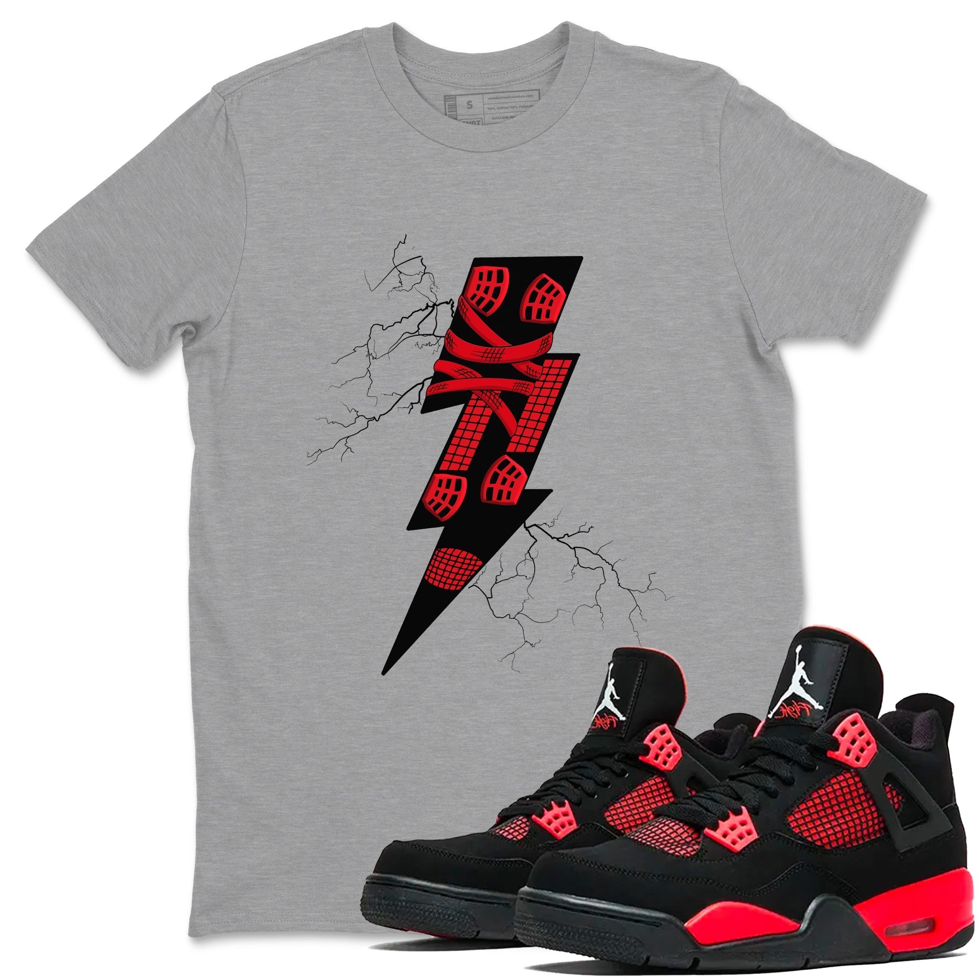 Thunder Kick snkmatch Tees - Air Jordan 4 Red Thunder