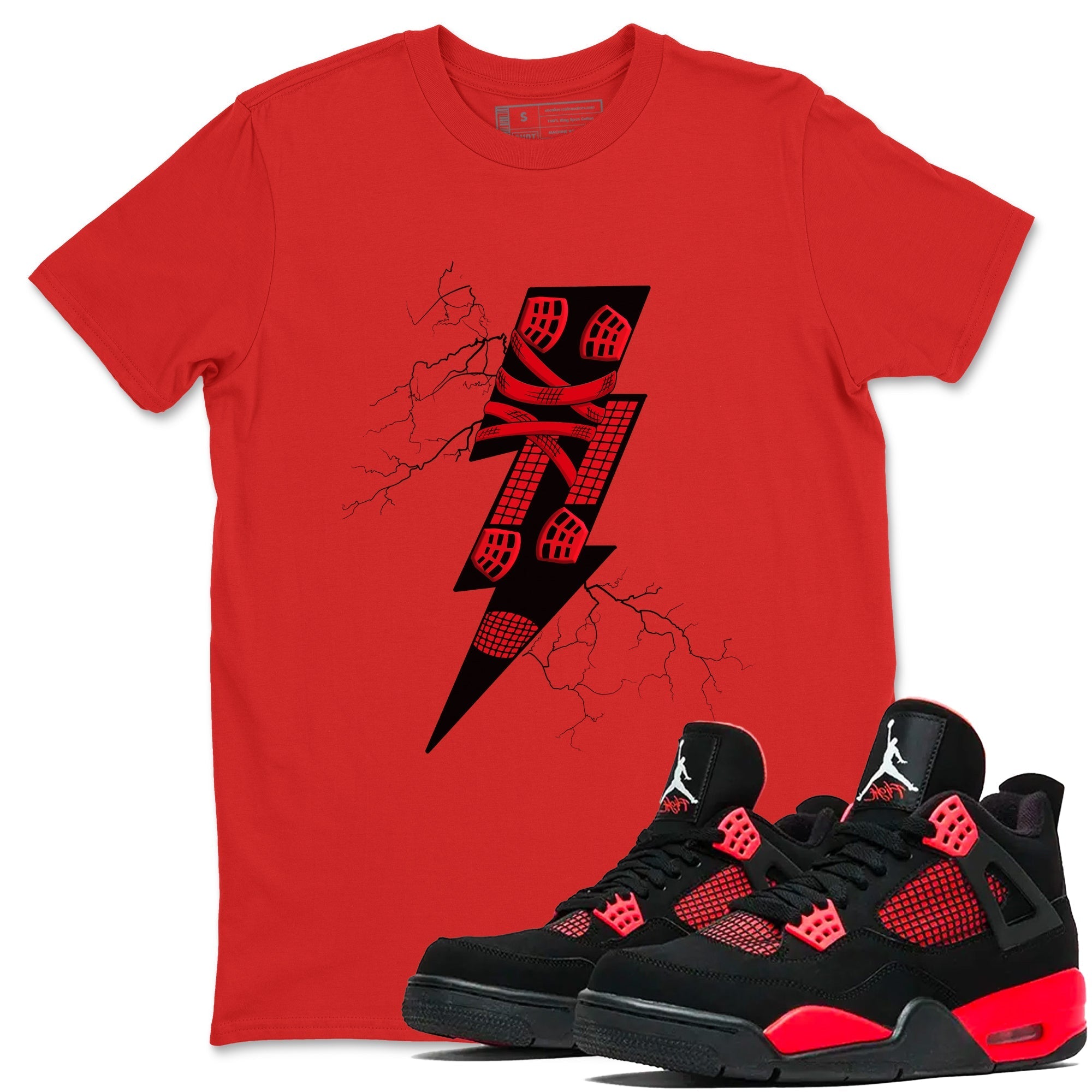 Thunder Kick snkmatch Tees - Air Jordan 4 Red Thunder