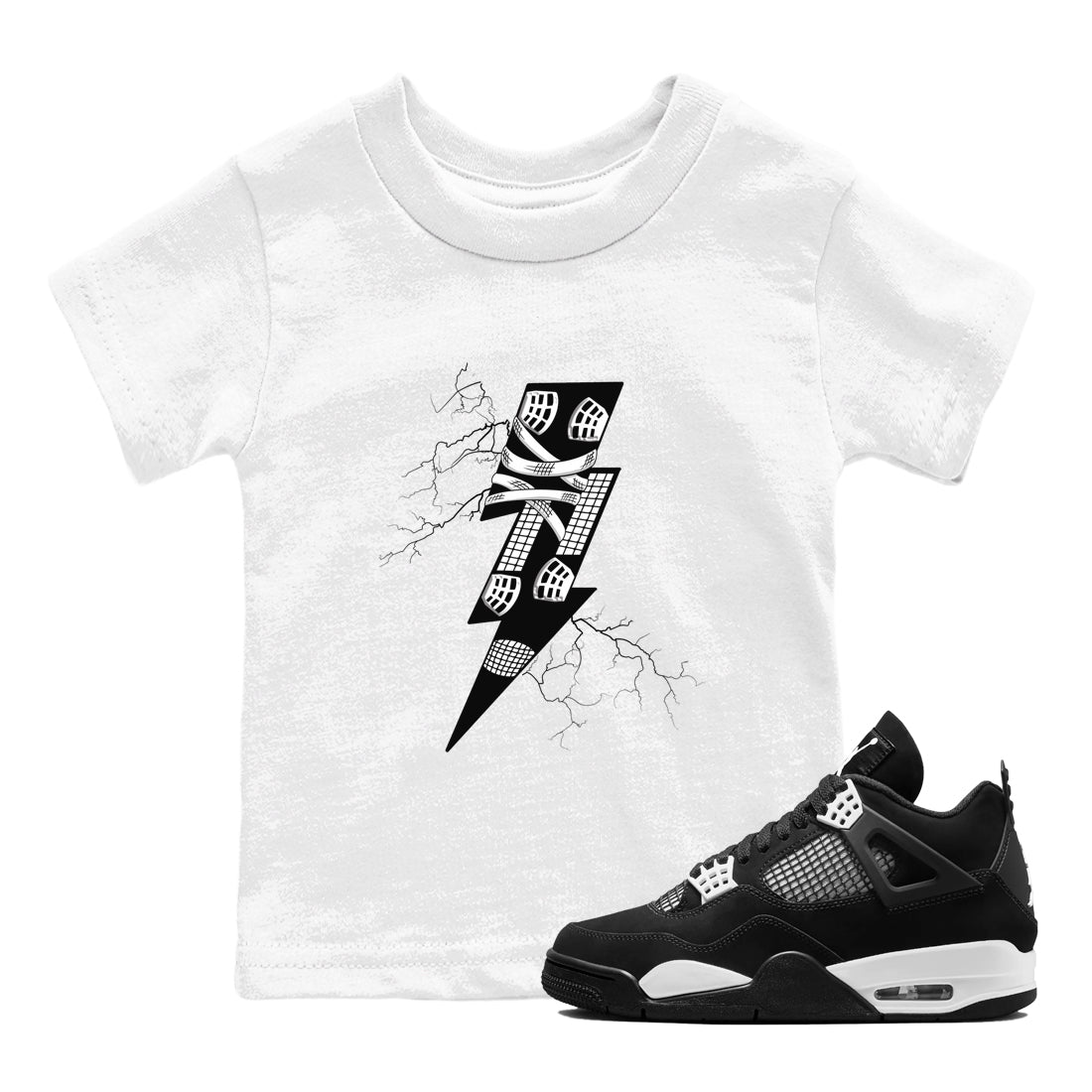 Thunder Kick snkmatch Tees Kids - Air Jordan 4 White Thunder