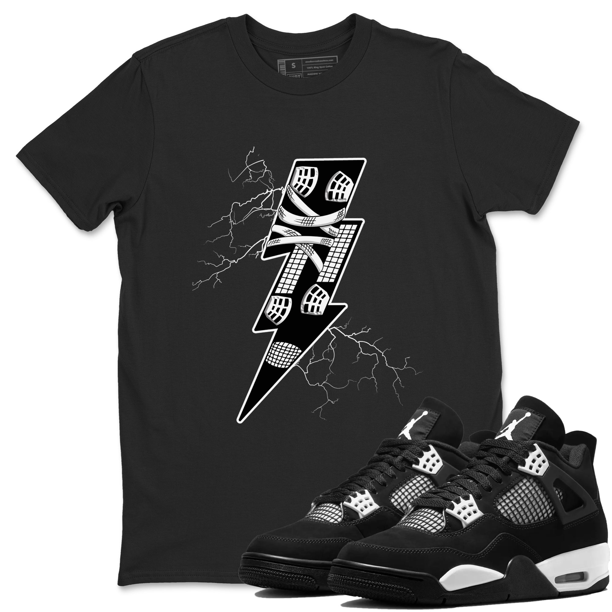 Thunder Kick snkmatch Tees - Air Jordan 4 White Thunder