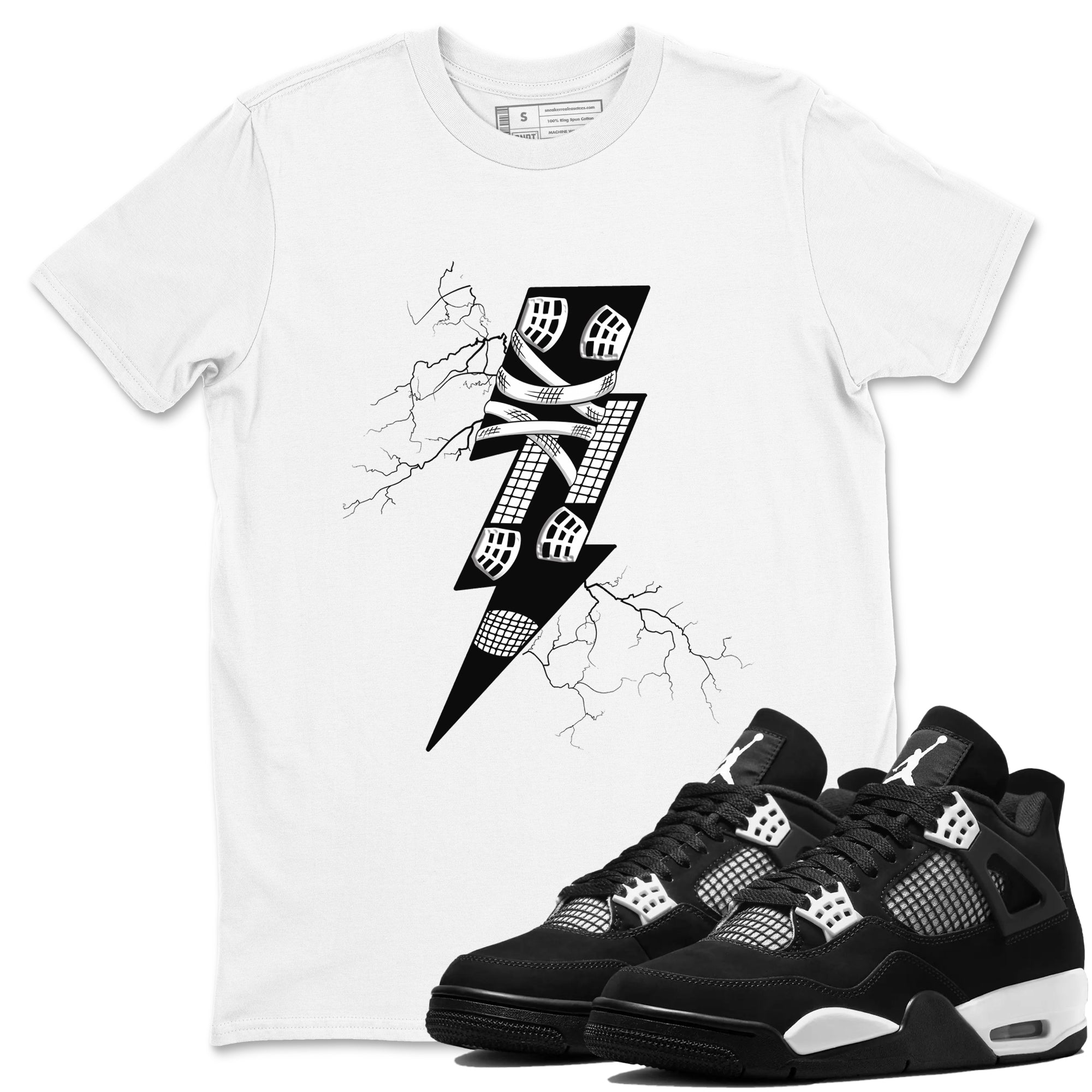 Thunder Kick snkmatch Tees - Air Jordan 4 White Thunder