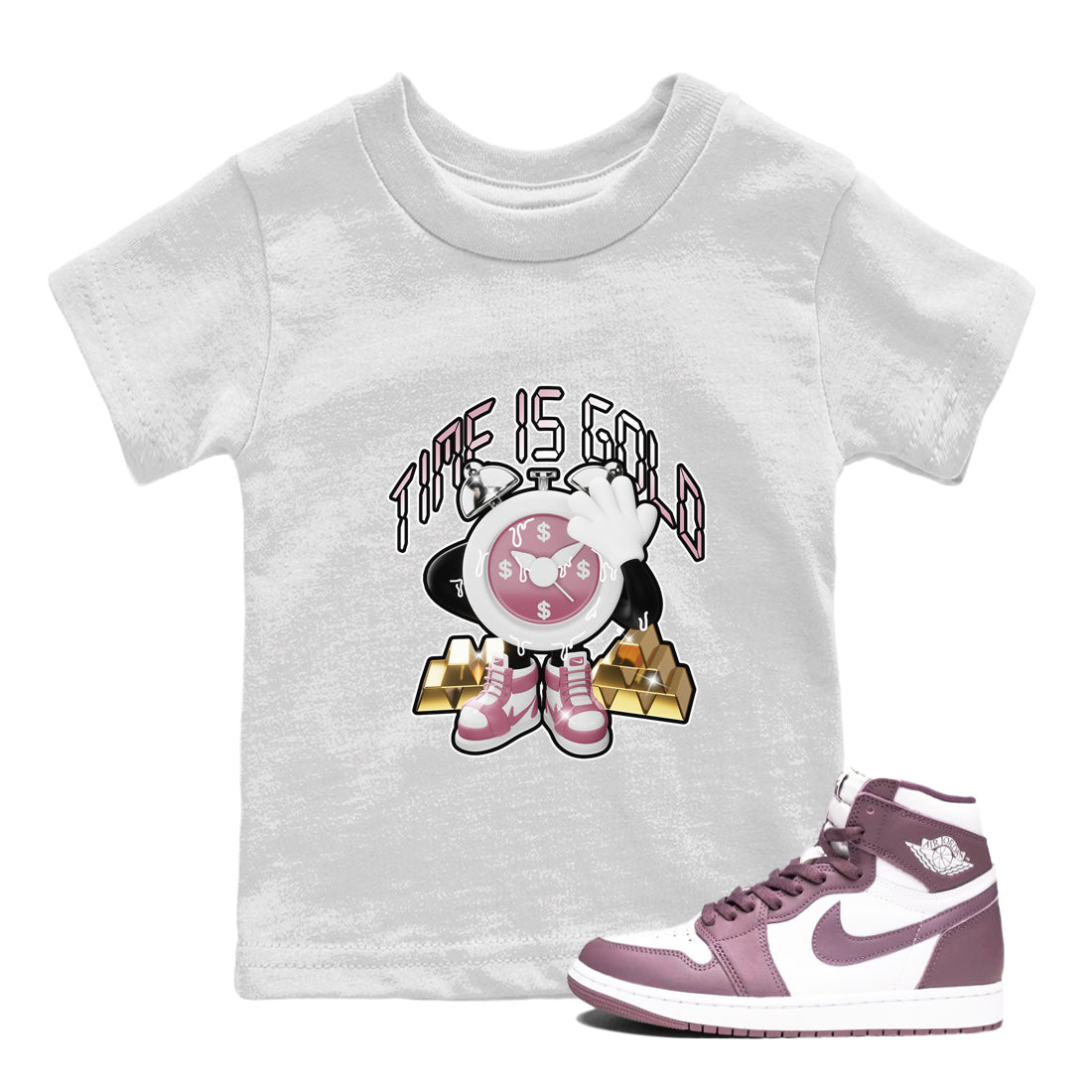 Time Is Gold snkmatch Tee Kids - Air Jordan 1 Mauve