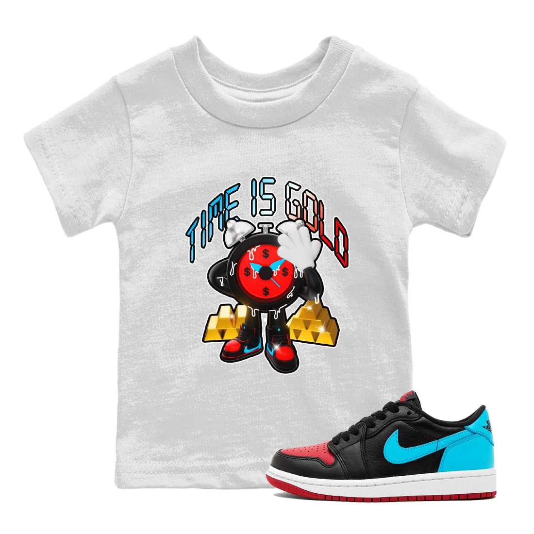 Time Is Gold snkmatch Tee Kids - Air Jordan 1 UNC to Chicago