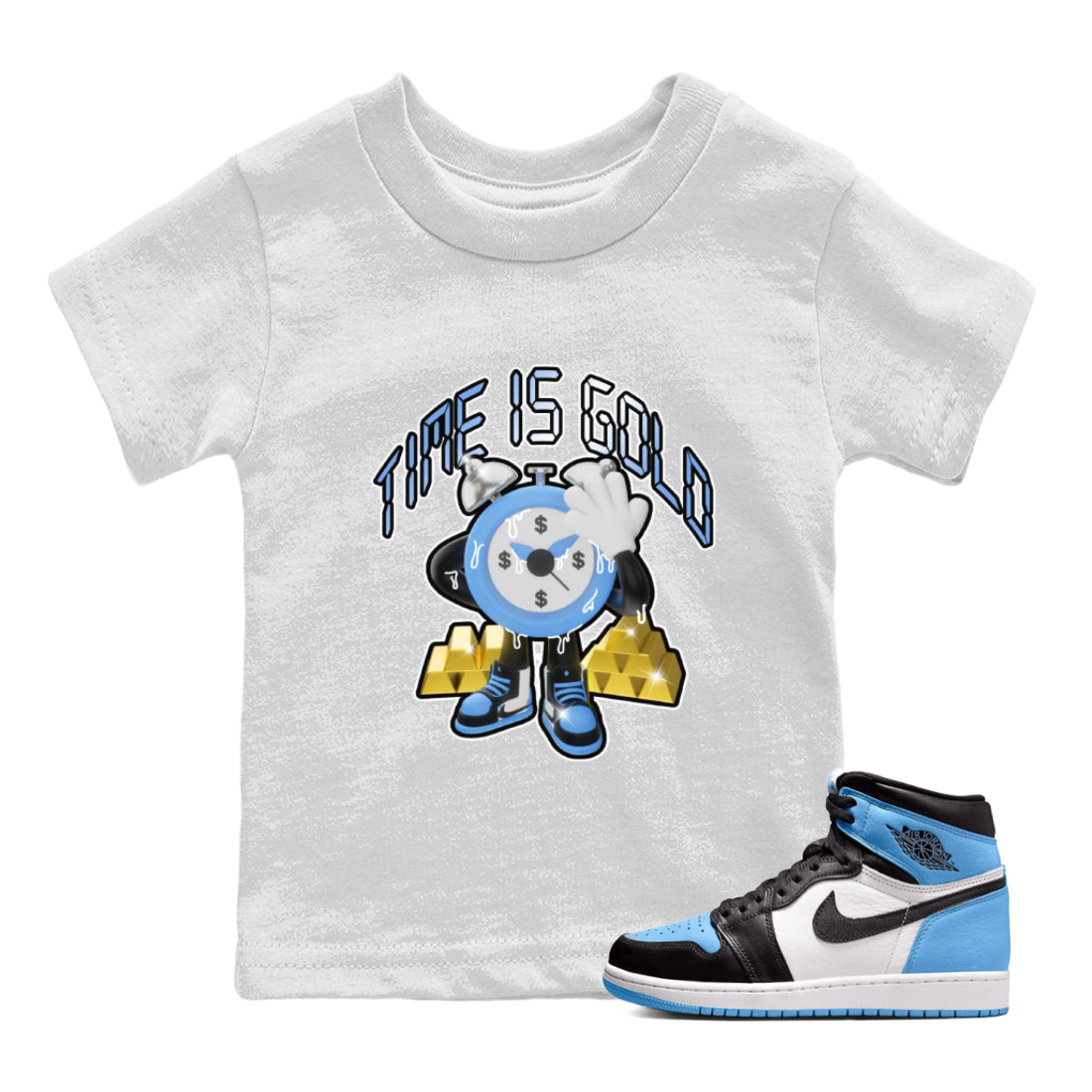 Time Is Gold snkmatch Tee Kids - Air Jordan 1 UNC Toe