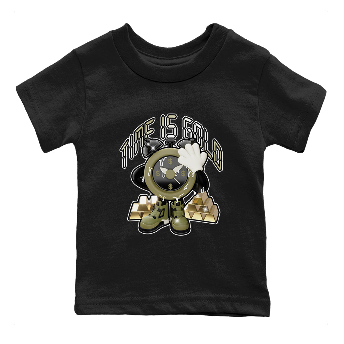 Time Is Gold snkmatch Tee Kids - Air Jordan 4 Medium Olive