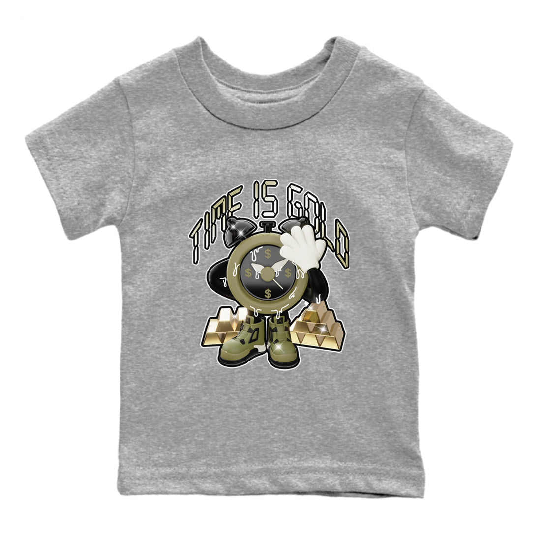 Time Is Gold snkmatch Tee Kids - Air Jordan 4 Medium Olive