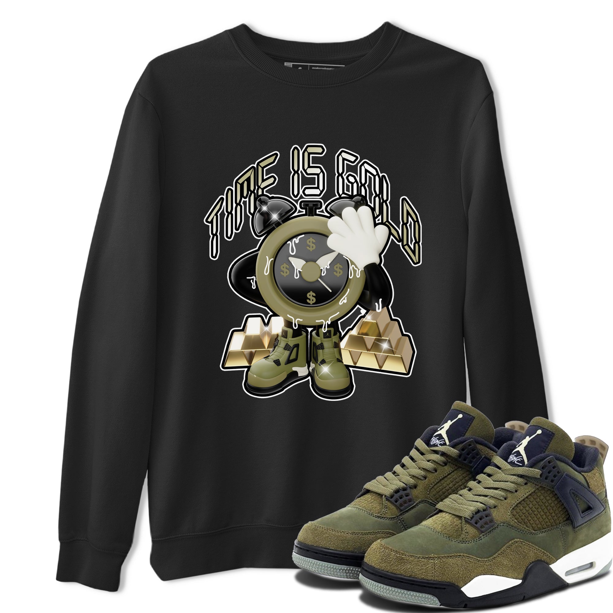 Time Is Gold snkmatch Tee - Air Jordan 4 Medium Olive