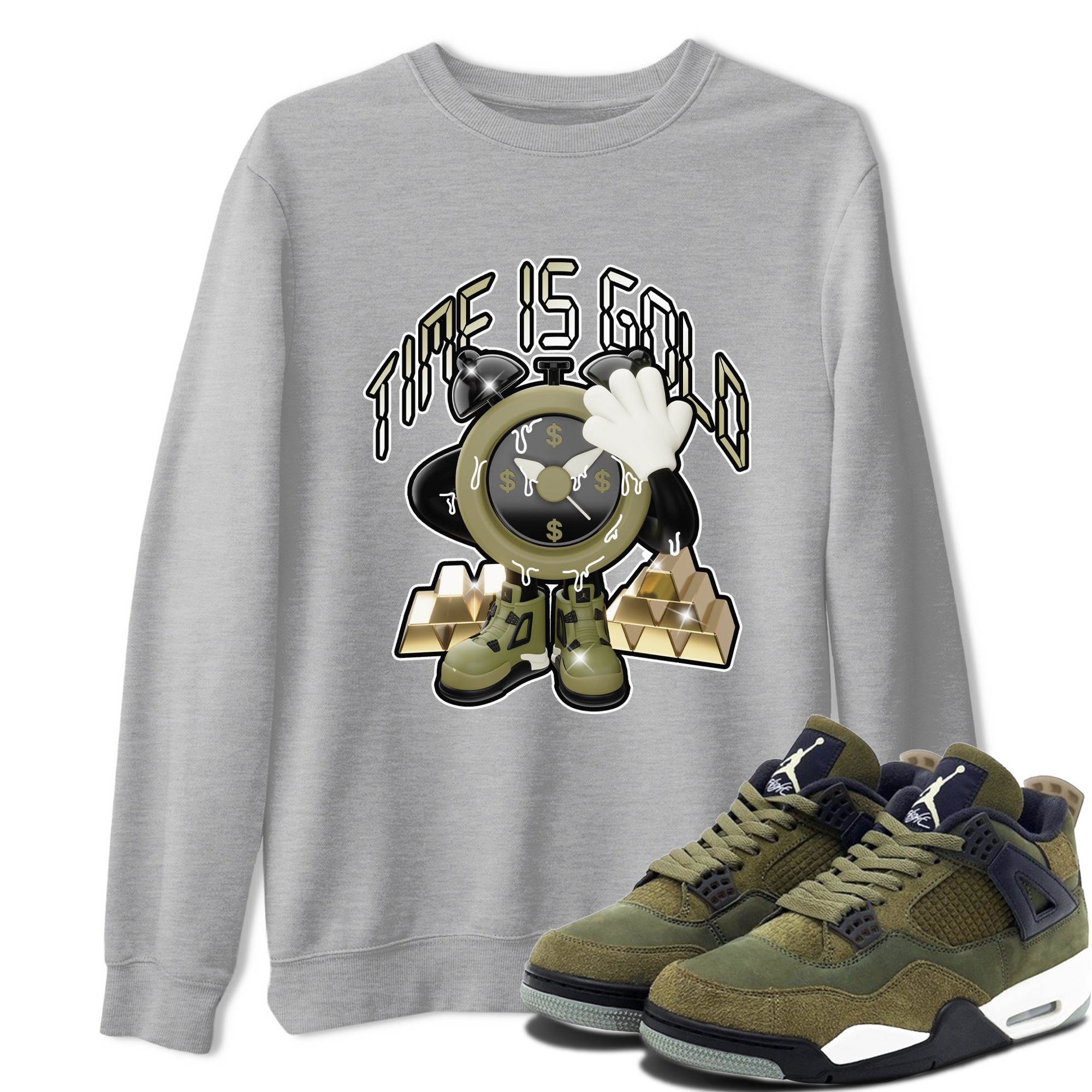 Time Is Gold snkmatch Tee - Air Jordan 4 Medium Olive