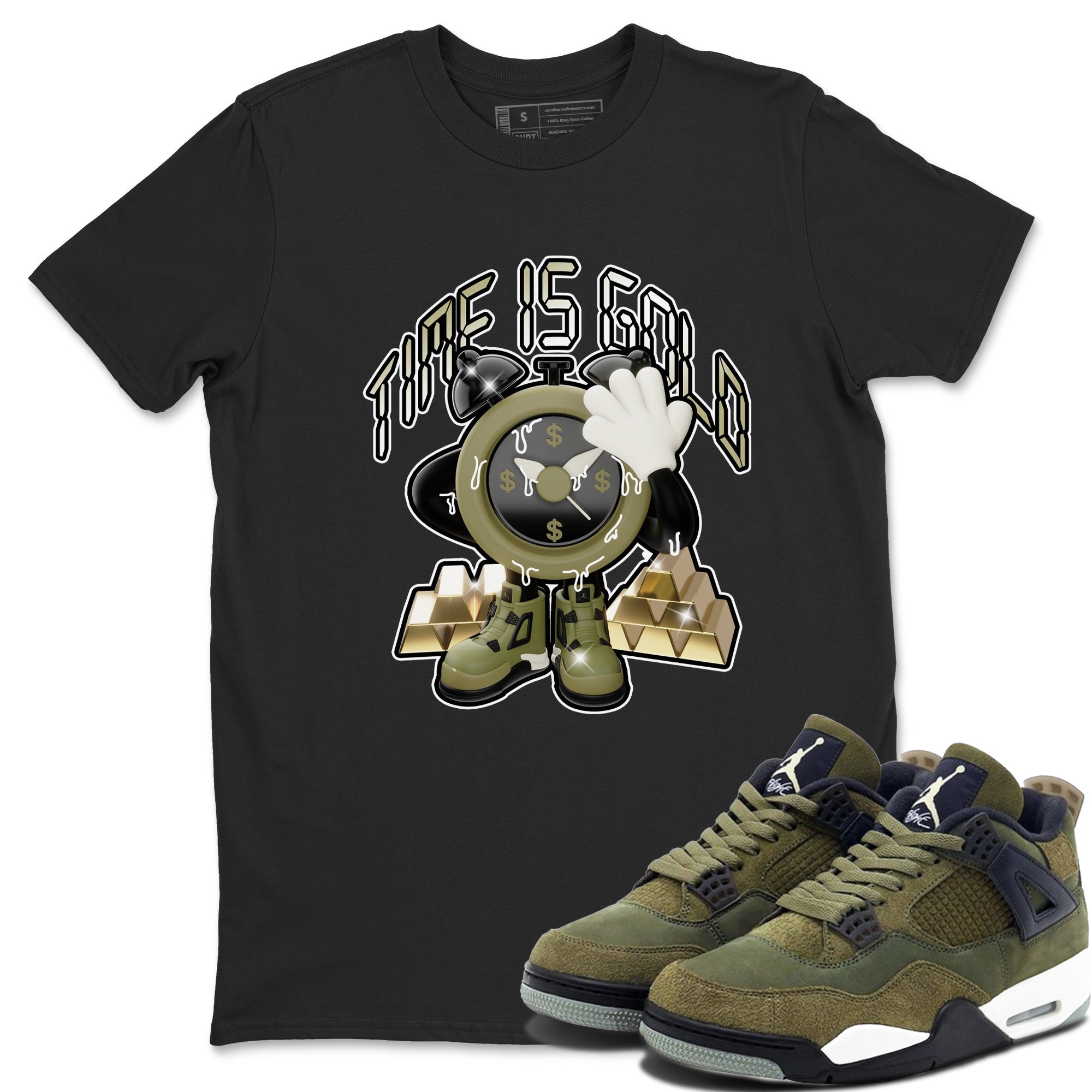 Time Is Gold snkmatch Tee - Air Jordan 4 Medium Olive