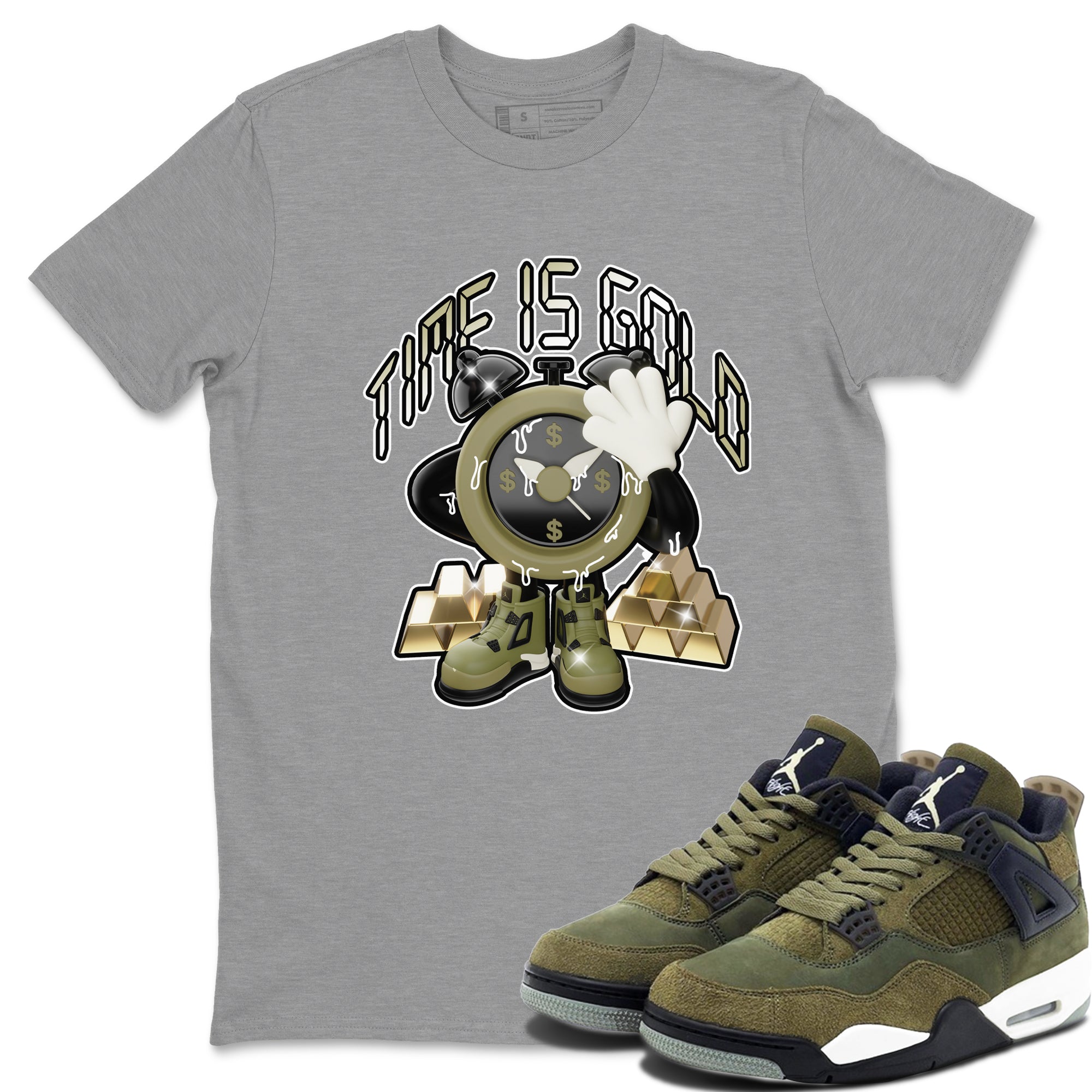 Time Is Gold snkmatch Tee - Air Jordan 4 Medium Olive