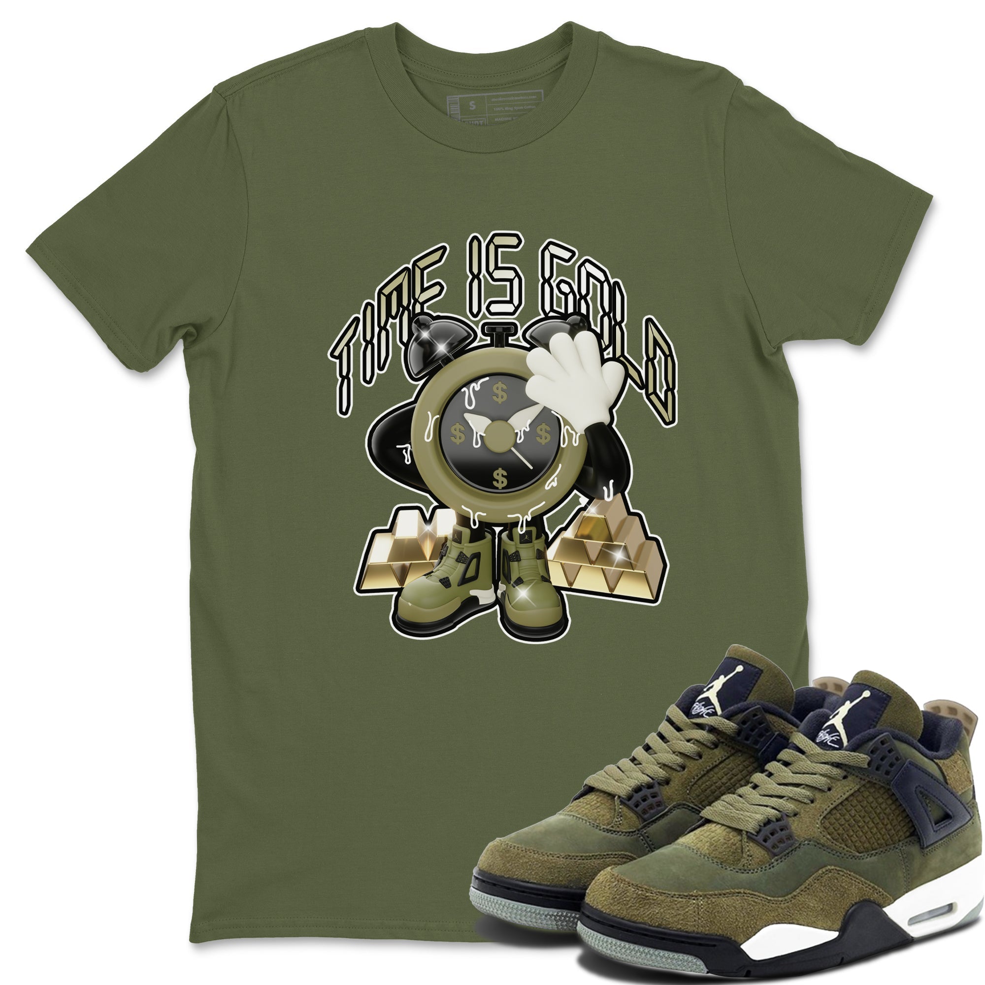 Time Is Gold snkmatch Tee - Air Jordan 4 Medium Olive