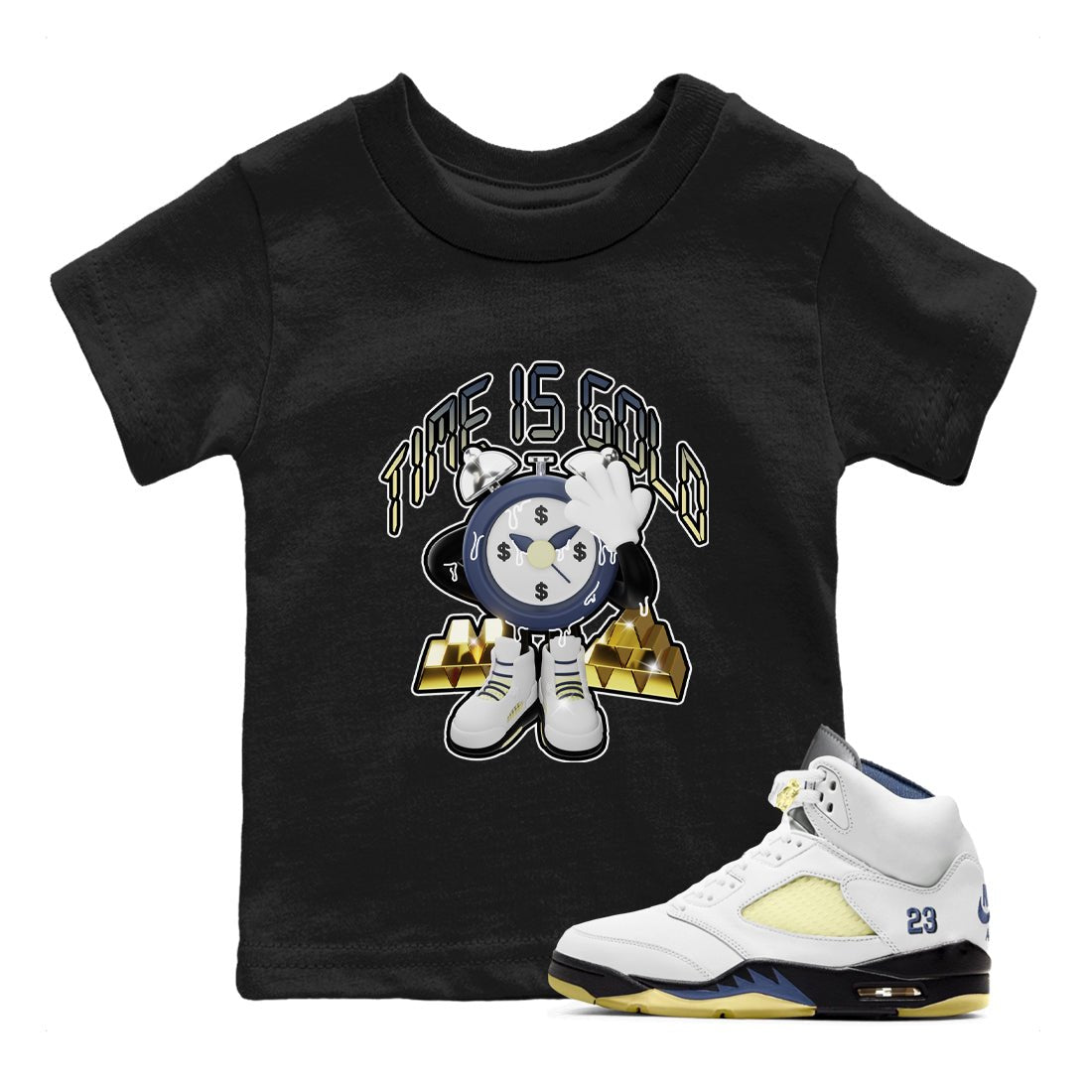 Time Is Gold snkmatch Tee Kids - Air Jordan 5 A Ma Maniere x Photon Dust