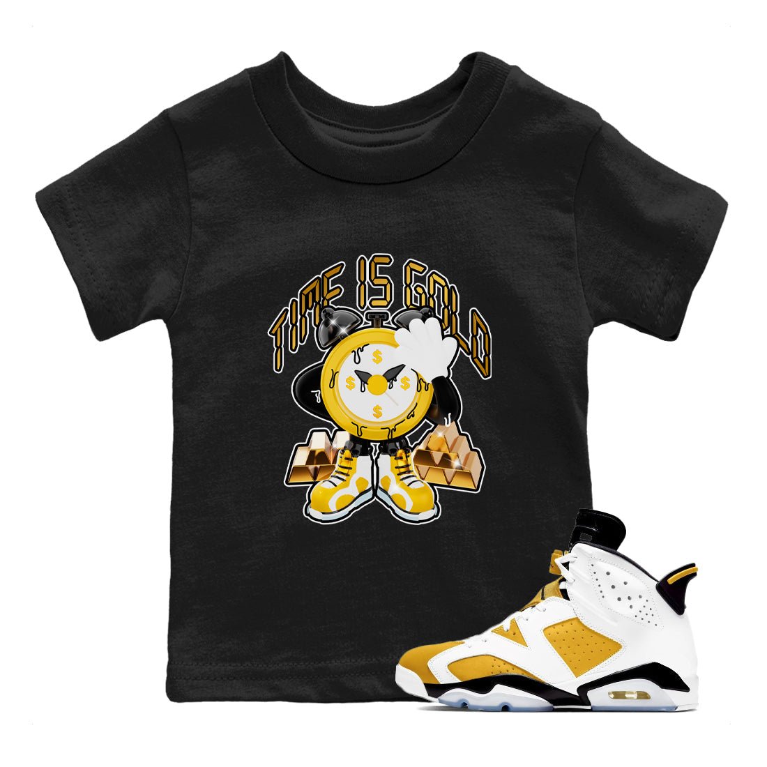 Time Is Gold snkmatch Tee Kids - Air Jordan 6 Yellow Ochre