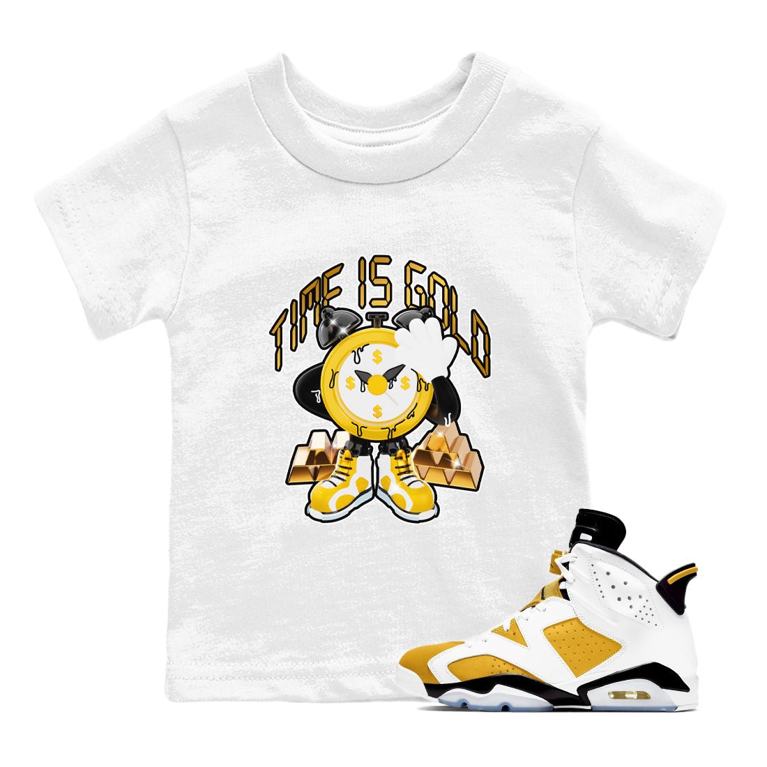 Time Is Gold snkmatch Tee Kids - Air Jordan 6 Yellow Ochre