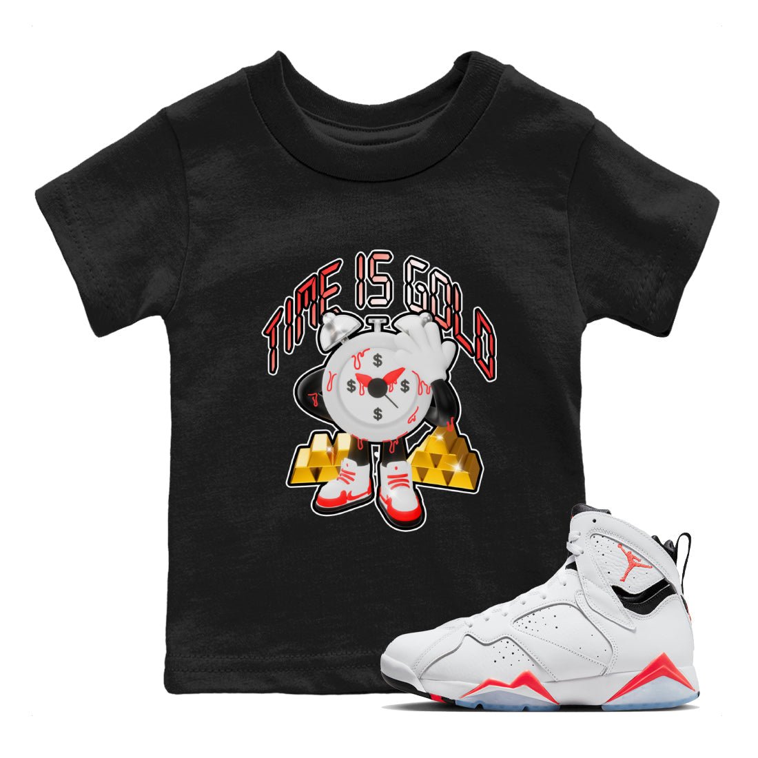 Time Is Gold snkmatch Tee Kids - Air Jordan 7 White Infrared