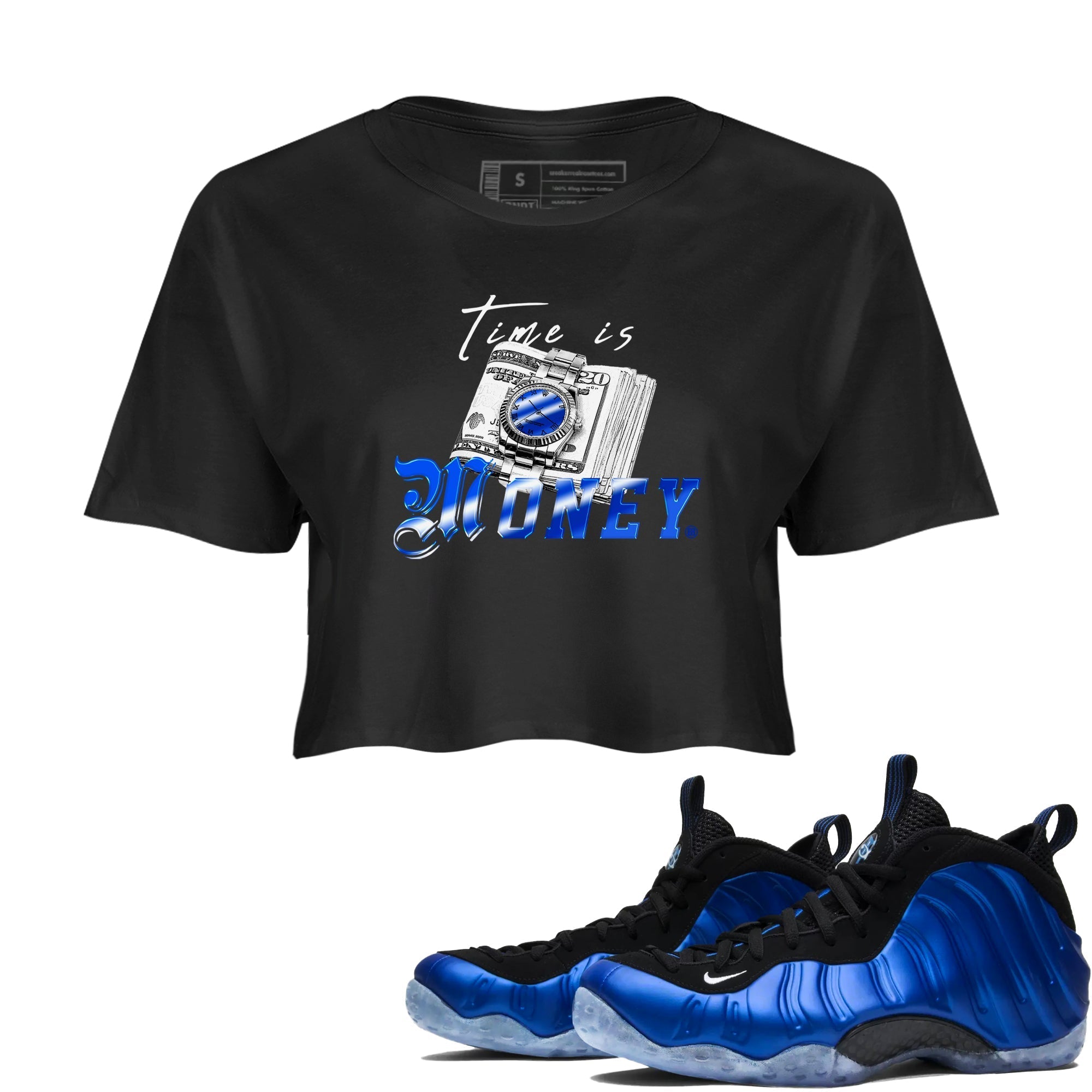 Time Is Money snkmatch Women's Top - Air Foamposite One Royal