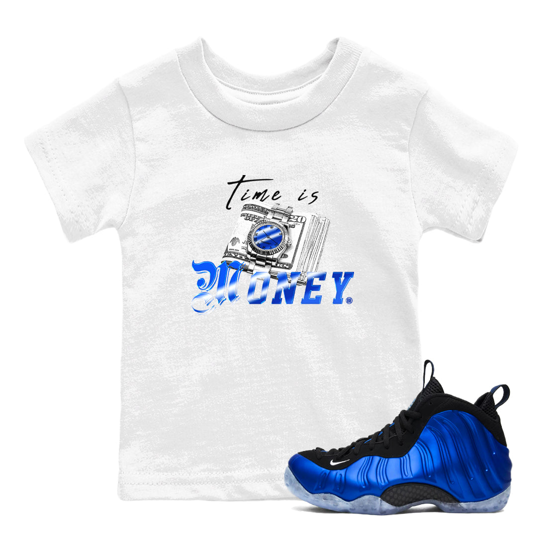 Time Is Money snkmatch Tees Kids - Air Foamposite One Royal
