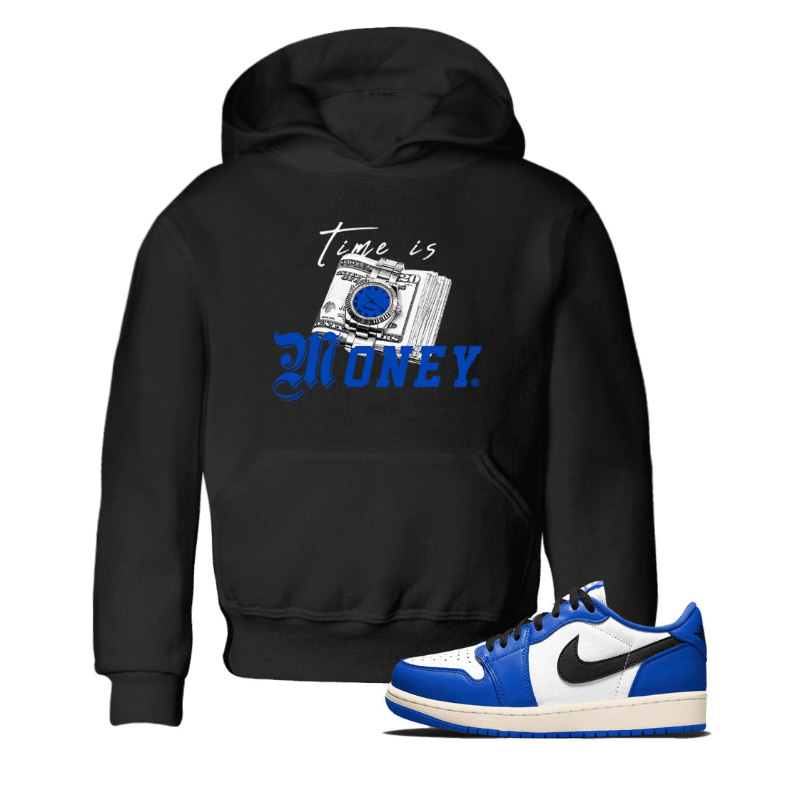 Time Is Money snkmatch Tees Kids - Air Jordan 1 Game Royal