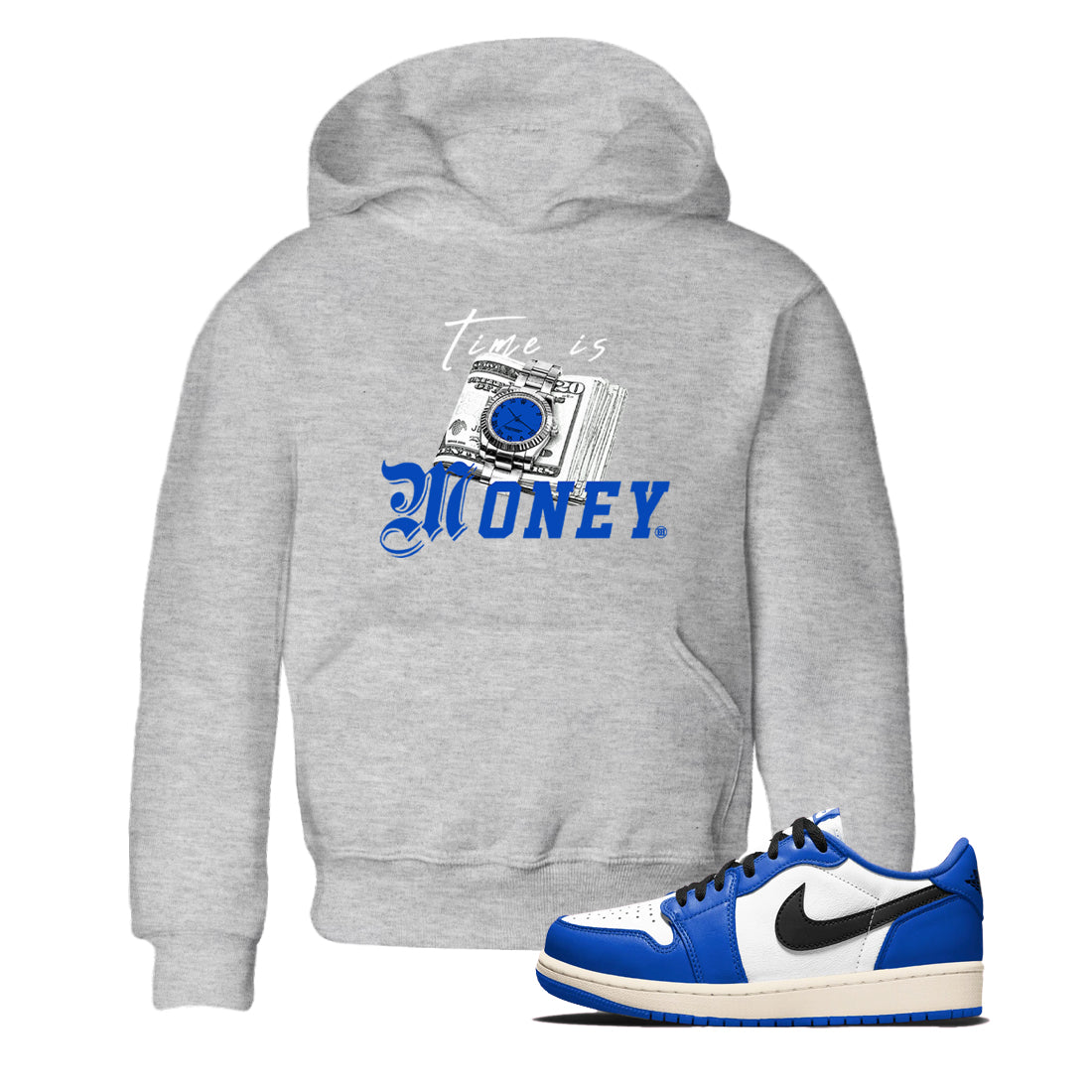 Time Is Money snkmatch Tees Kids - Air Jordan 1 Game Royal
