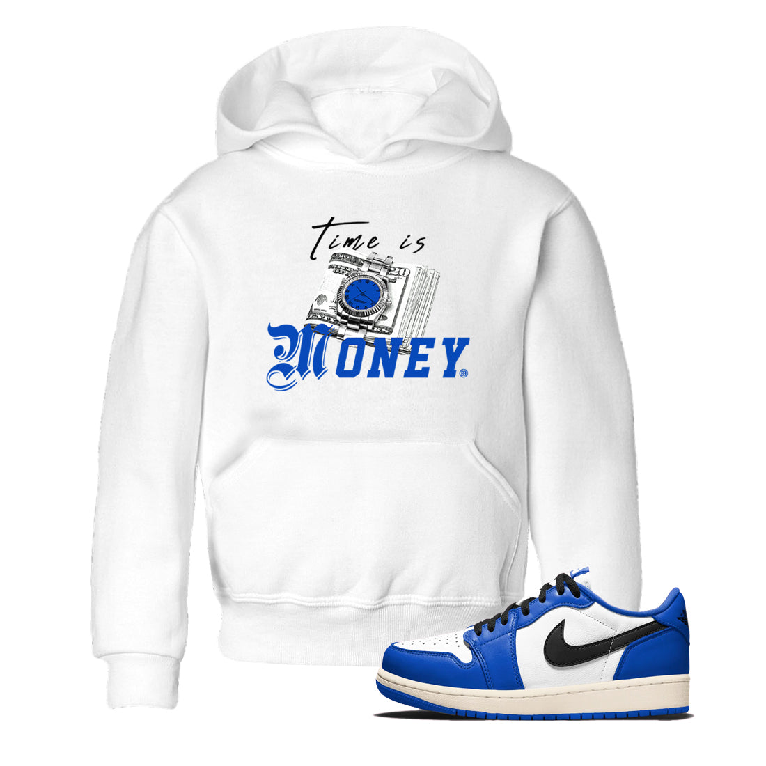 Time Is Money snkmatch Tees Kids - Air Jordan 1 Game Royal