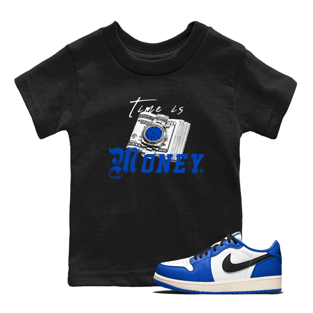 Time Is Money snkmatch Tees Kids - Air Jordan 1 Game Royal