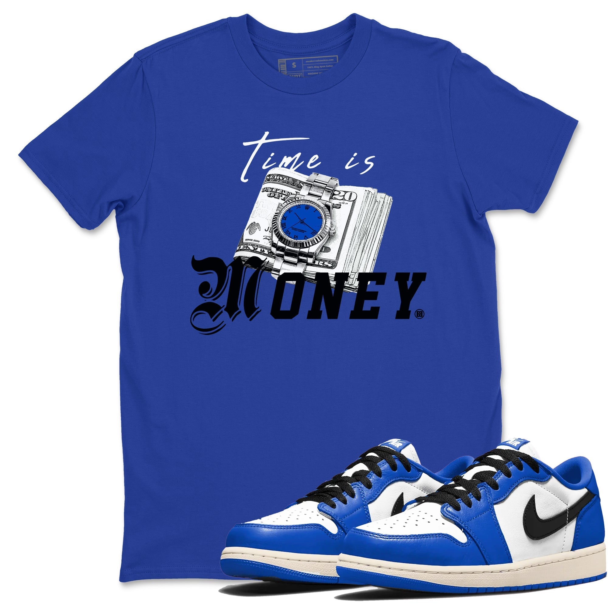 Time Is Money snkmatch Tees - Air Jordan 1 Game Royal