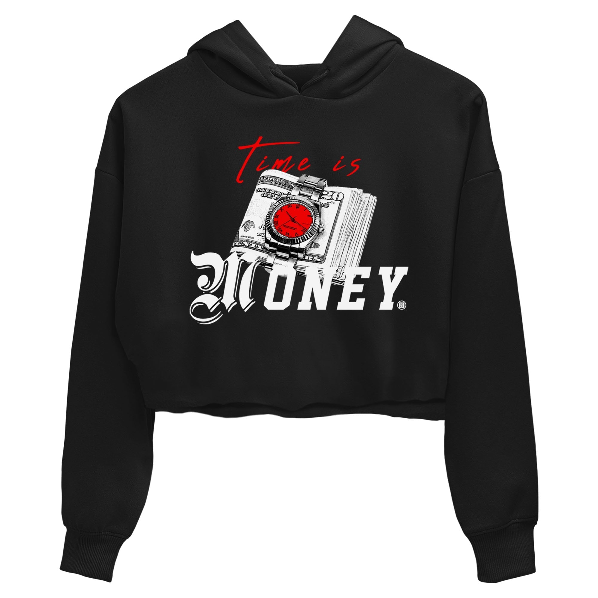Time Is Money snkmatch Tees Crop Top - Air Jordan 4 Bred Reimagined
