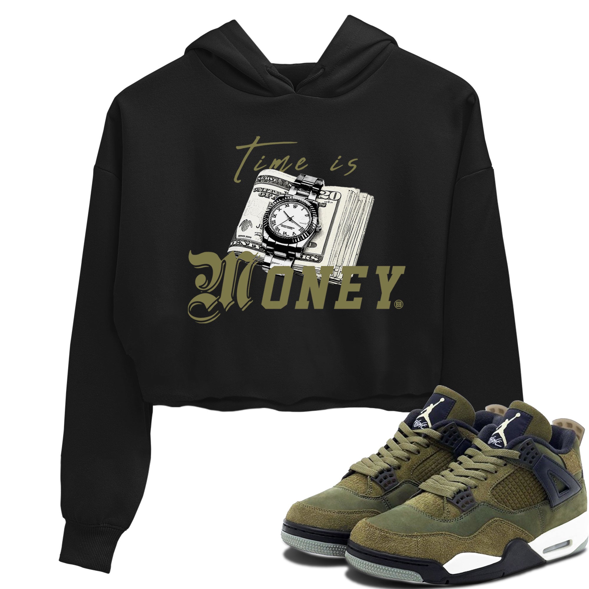 Time Is Money snkmatch Women's Top - Air Jordan 4 Medium Olive