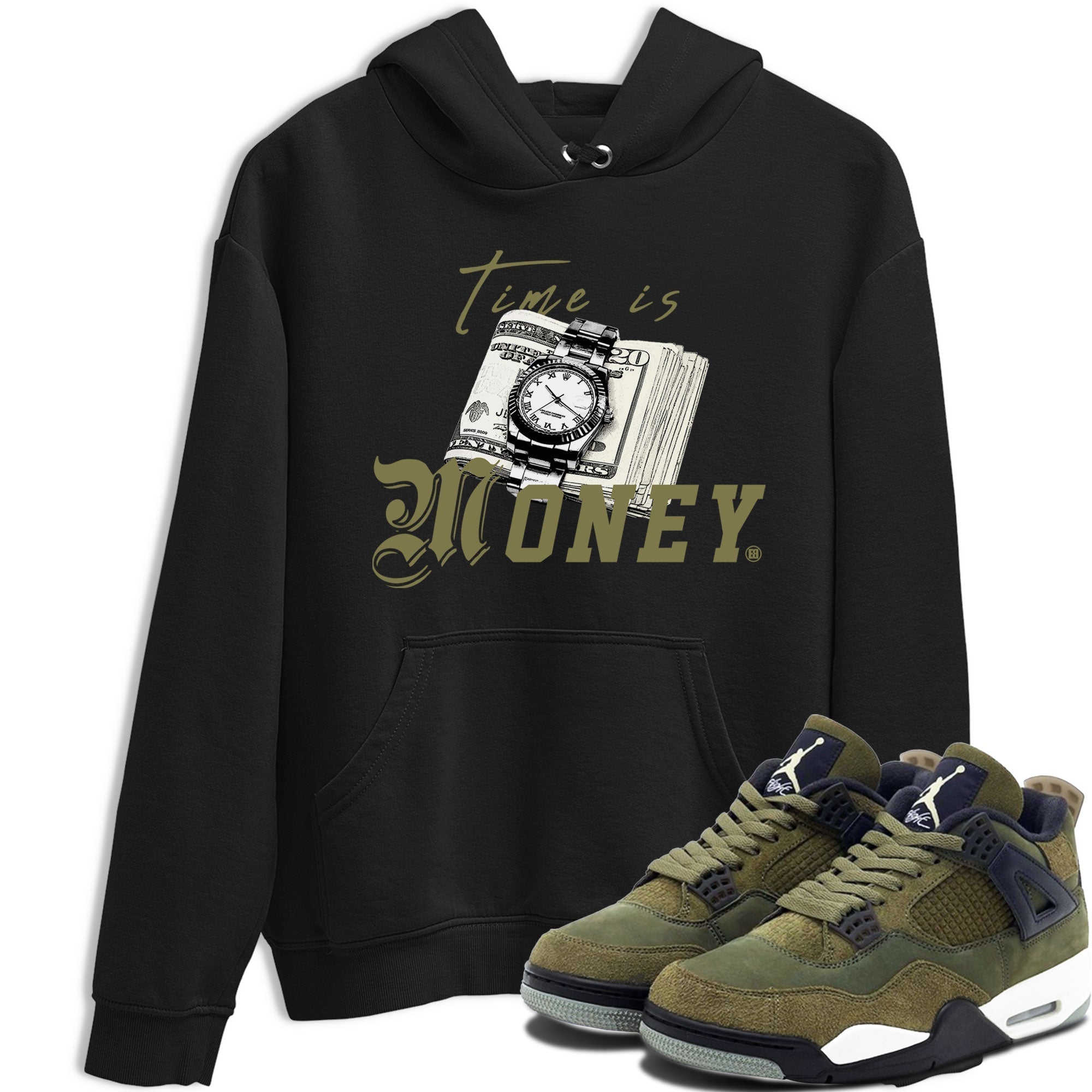 Time Is Money snkmatch Tee - Air Jordan 4 Medium Olive