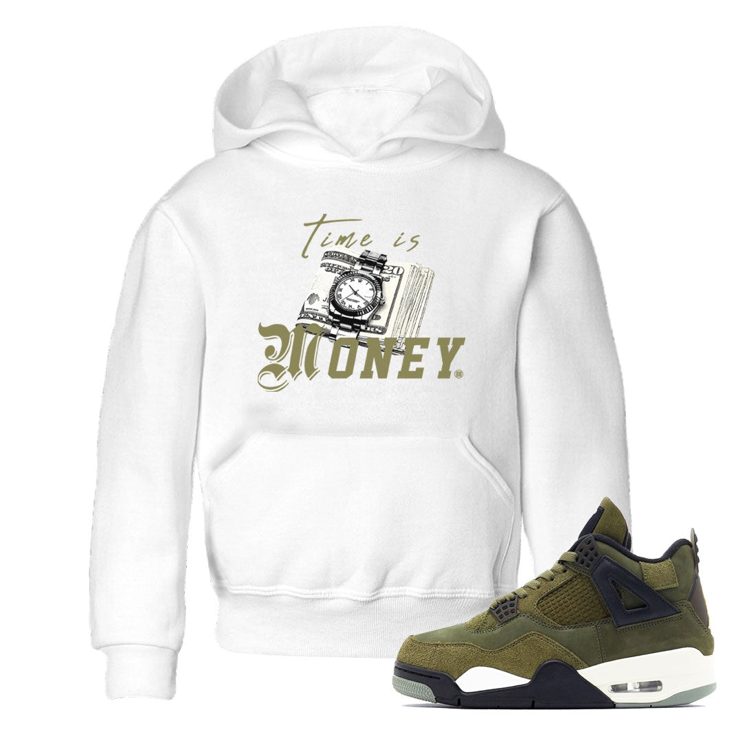 Time Is Money snkmatch Tee Kids - Air Jordan 4 Medium Olive