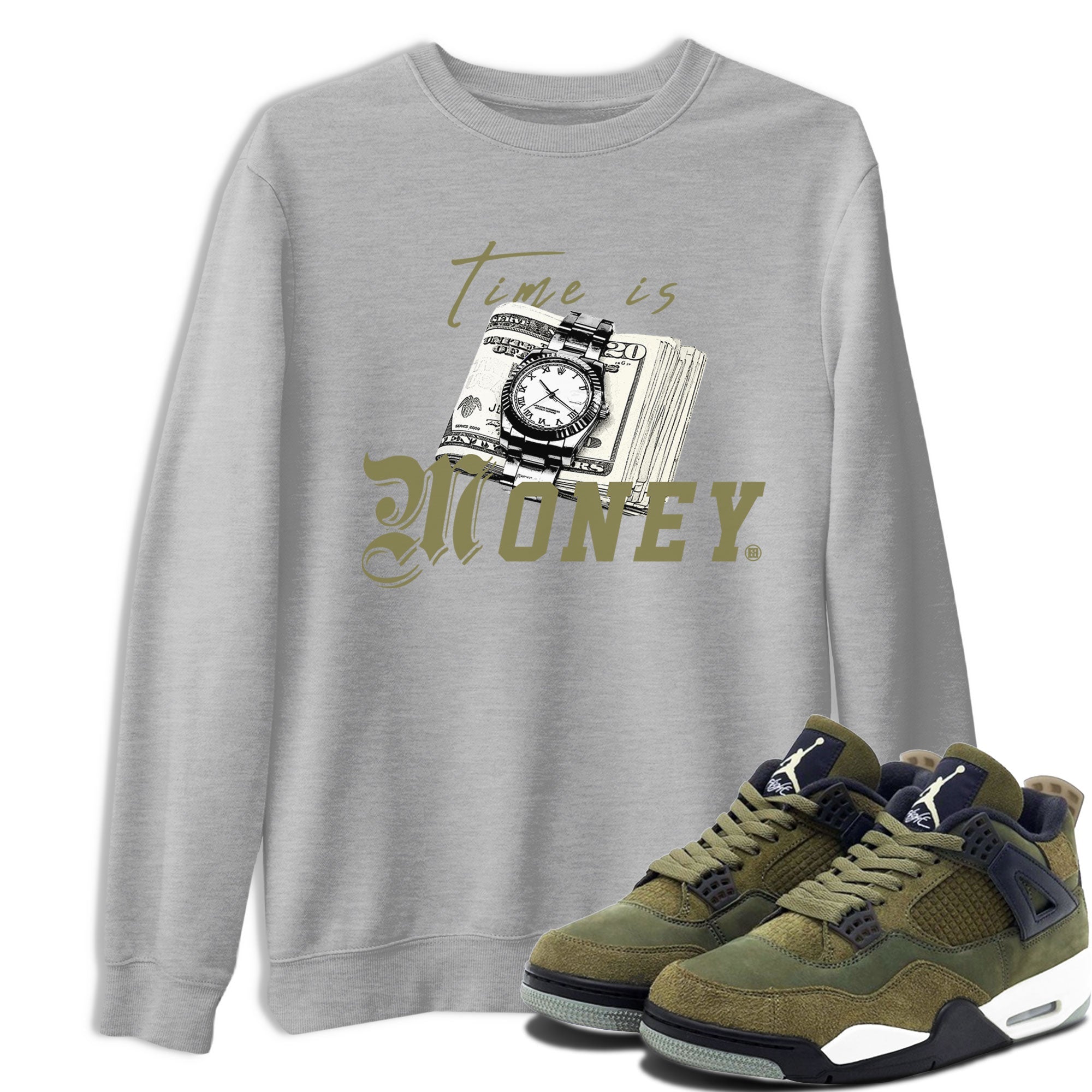 Time Is Money snkmatch Tee - Air Jordan 4 Medium Olive
