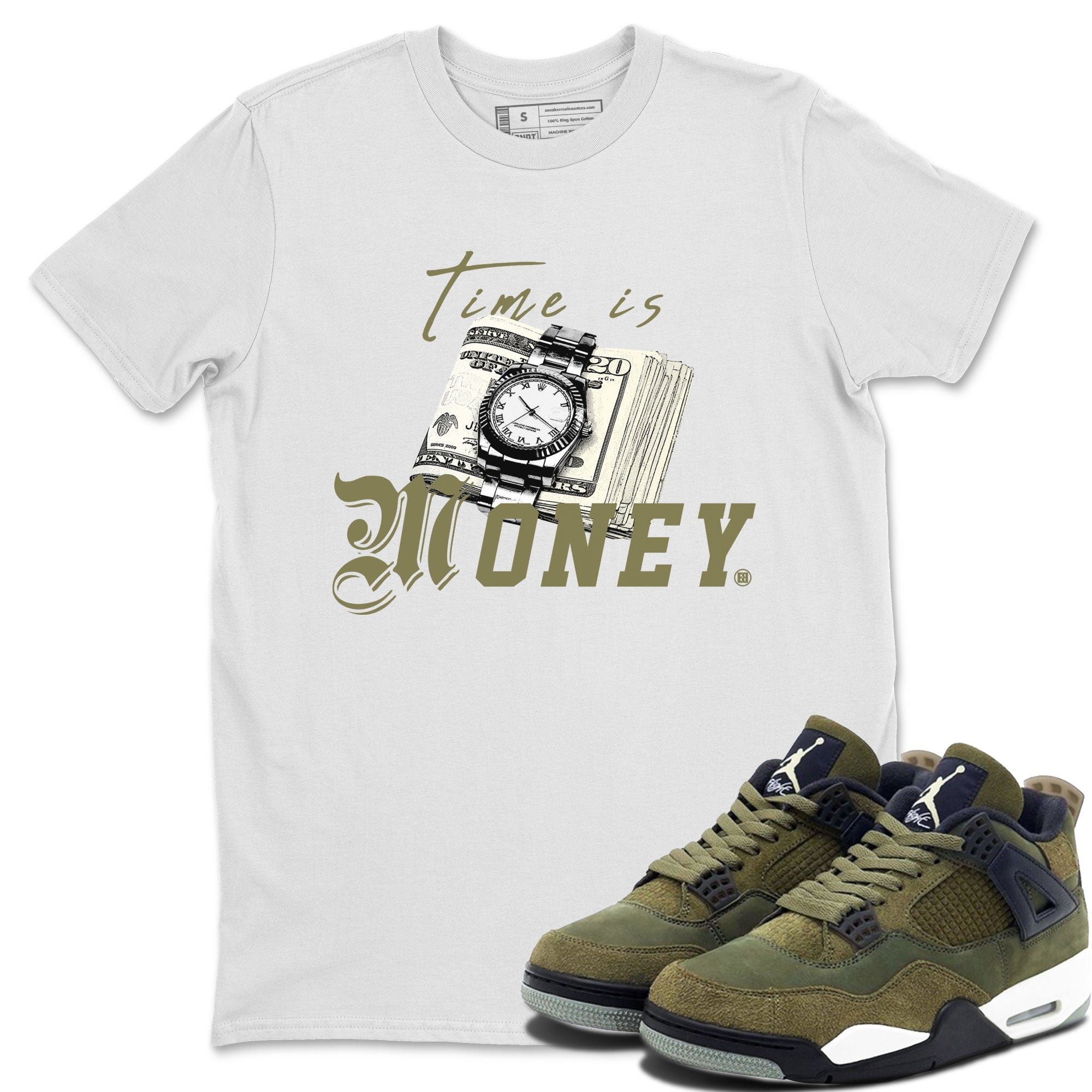 Time Is Money snkmatch Tee - Air Jordan 4 Medium Olive