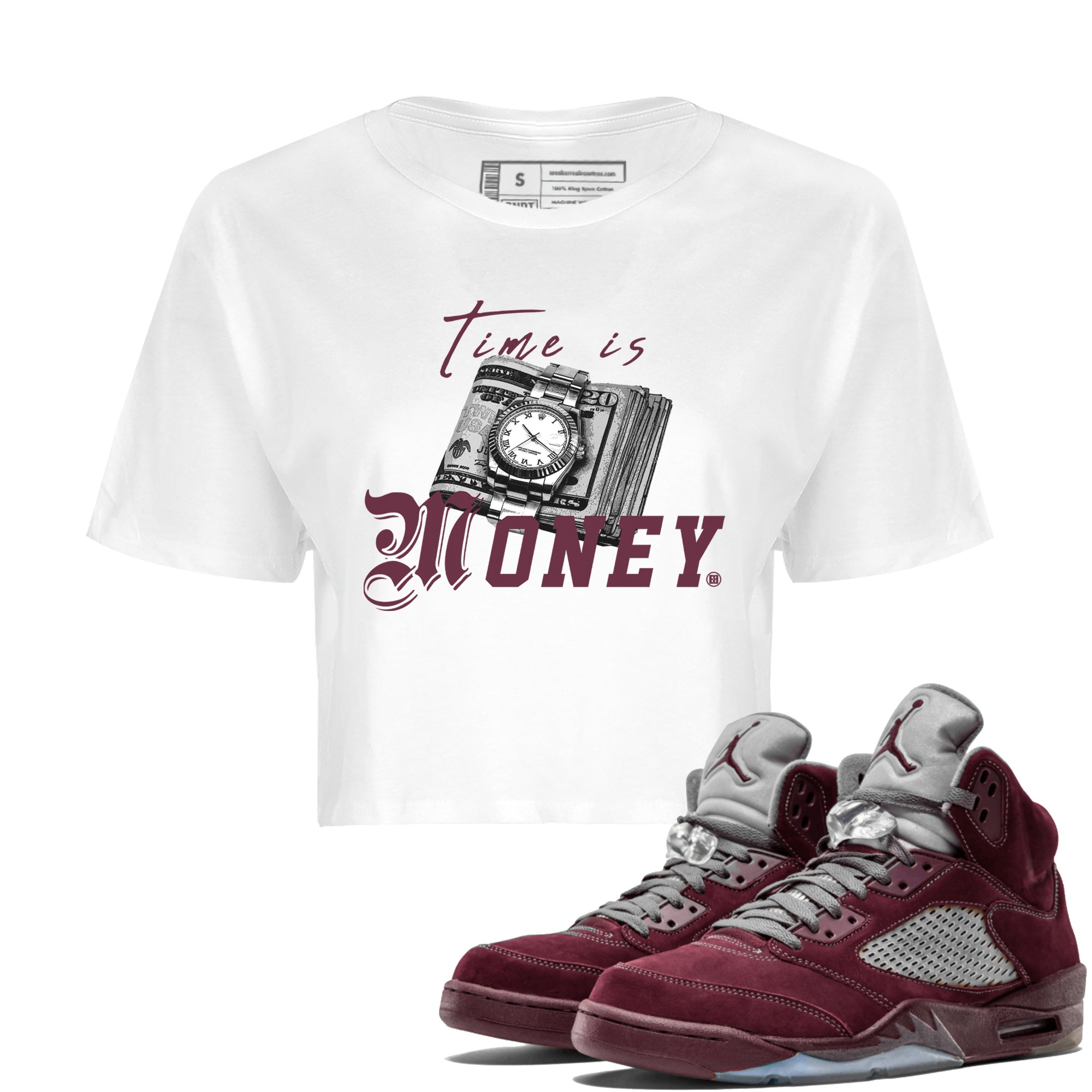 Time Is Money Women's Tops - Air Jordan 5 Burgundy