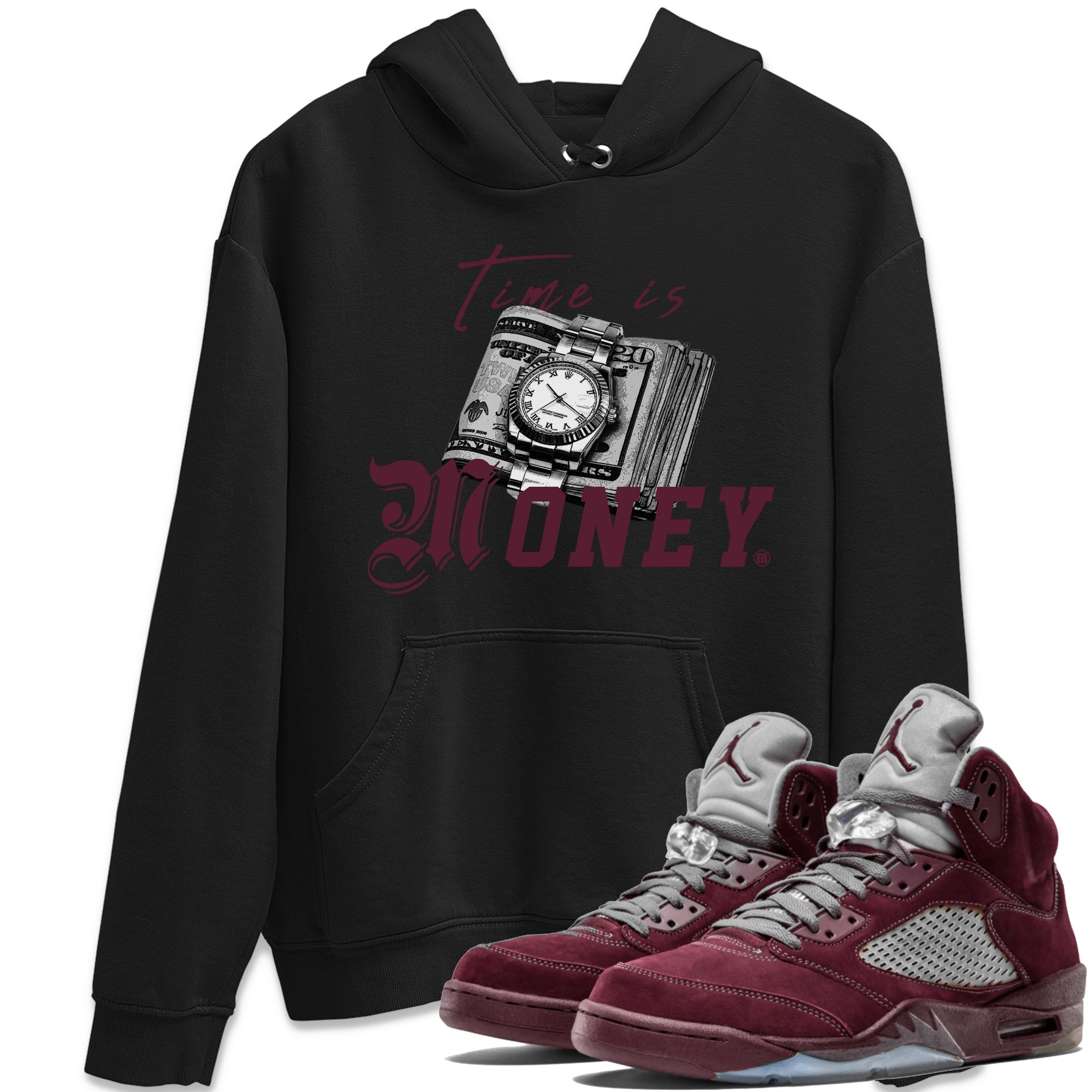 Time Is Money Unisex Tops - Air Jordan 5 Burgundy