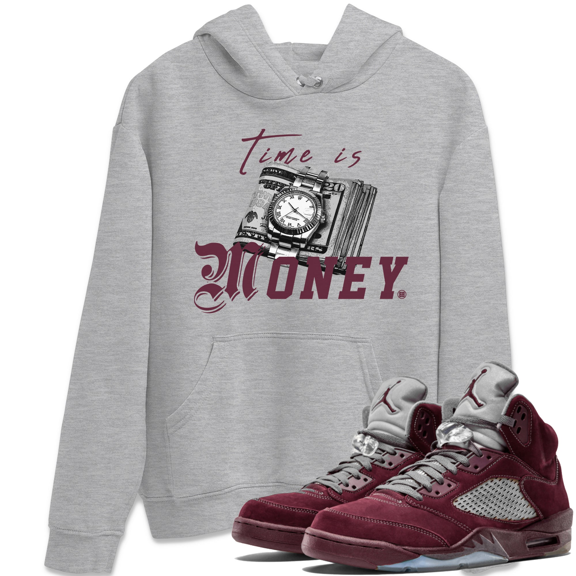 Time Is Money Unisex Tops - Air Jordan 5 Burgundy