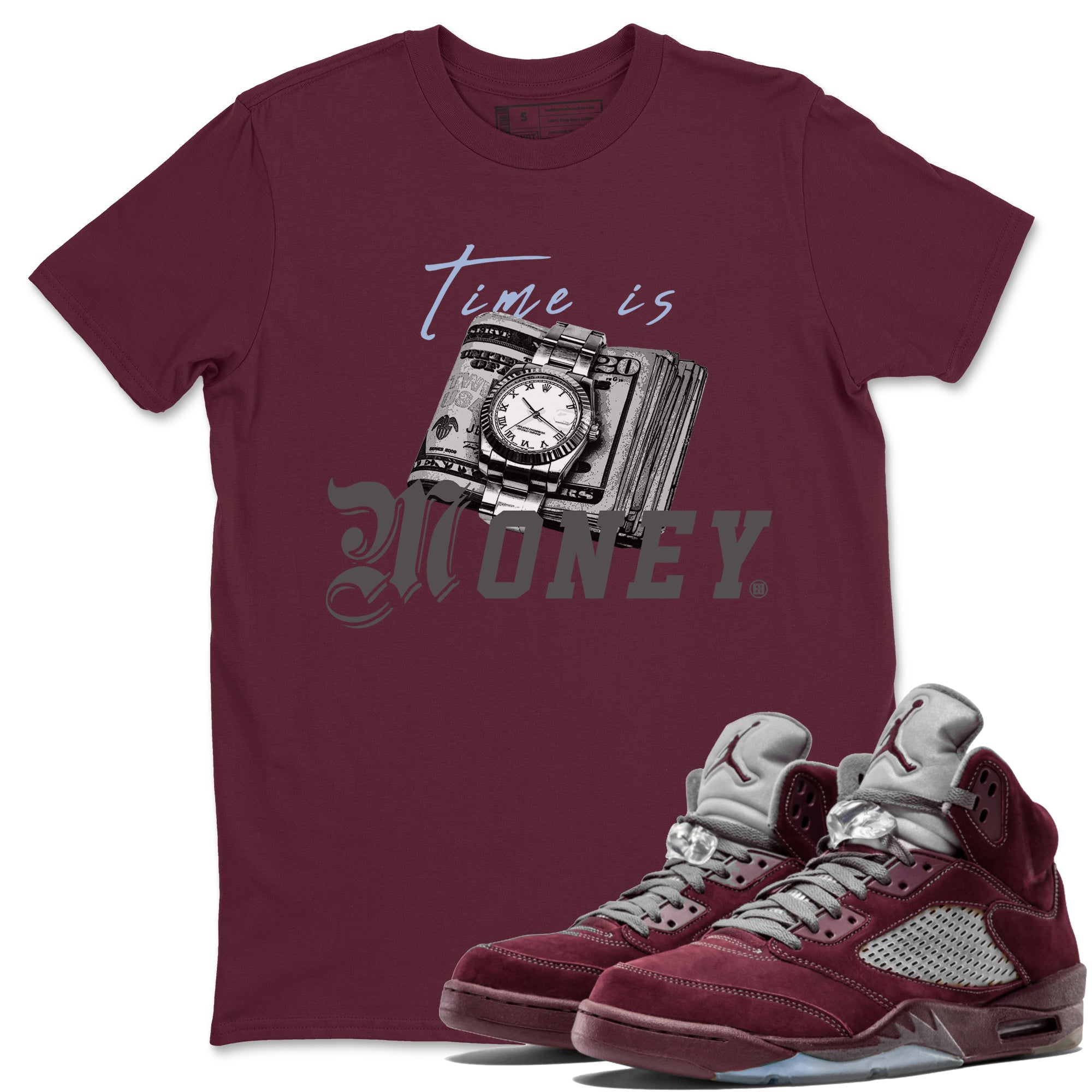 Time Is Money Unisex Tops - Air Jordan 5 Burgundy