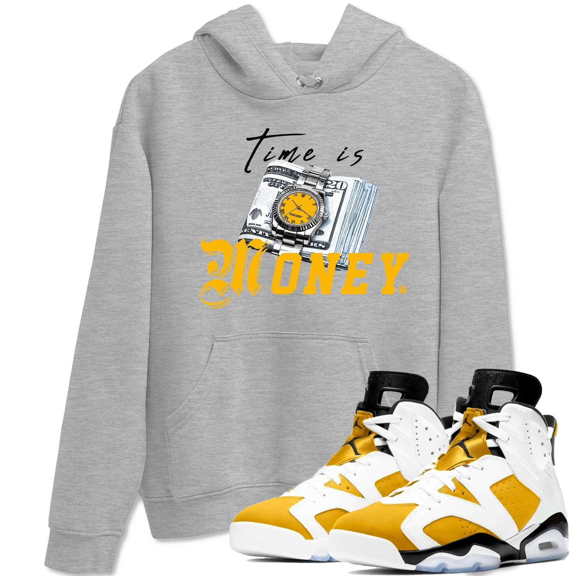 Time Is Money snkmatch Tees - Air Jordan 6 Yellow Ochre