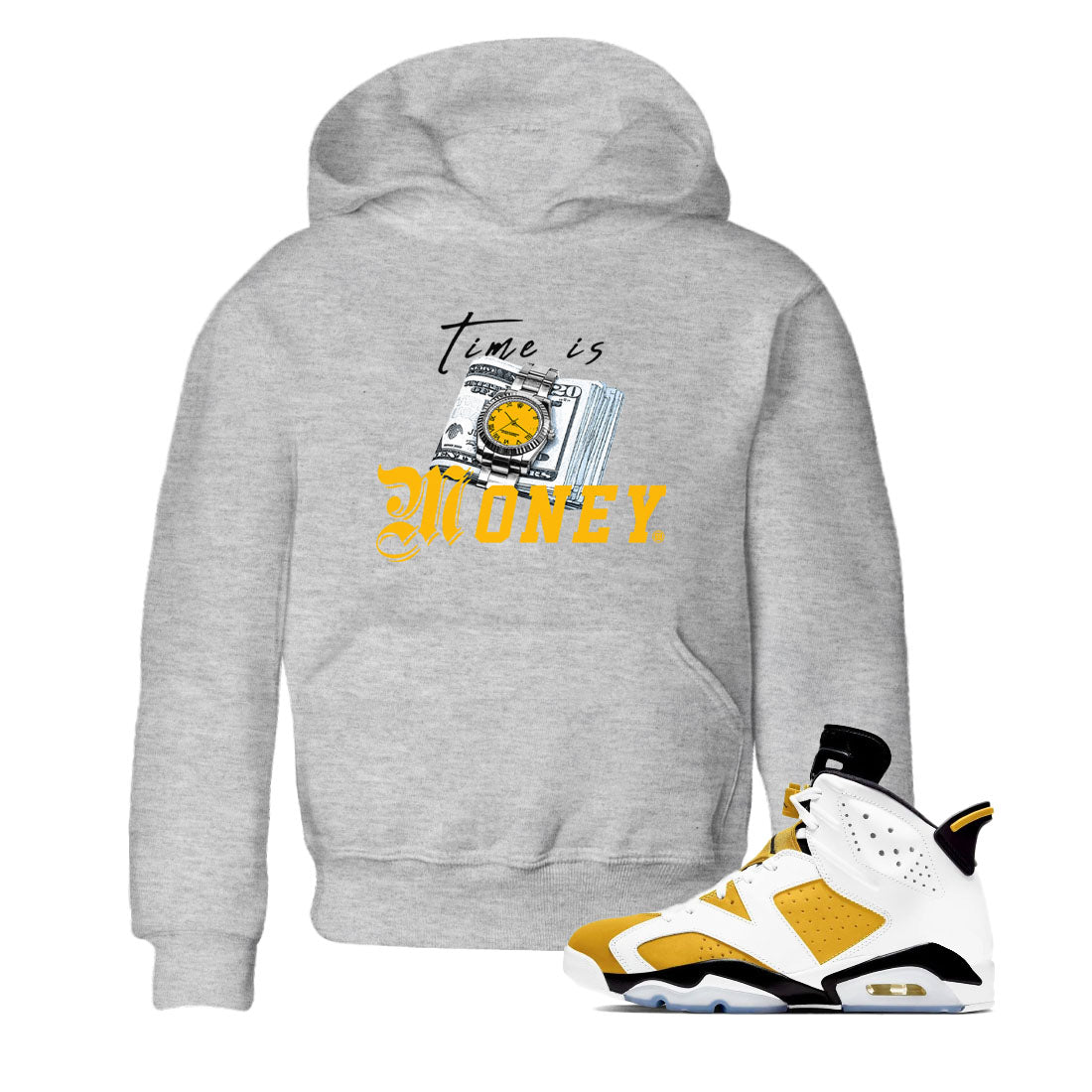 Time Is Money snkmatch Tees Kids - Air Jordan 6 Yellow Ochre