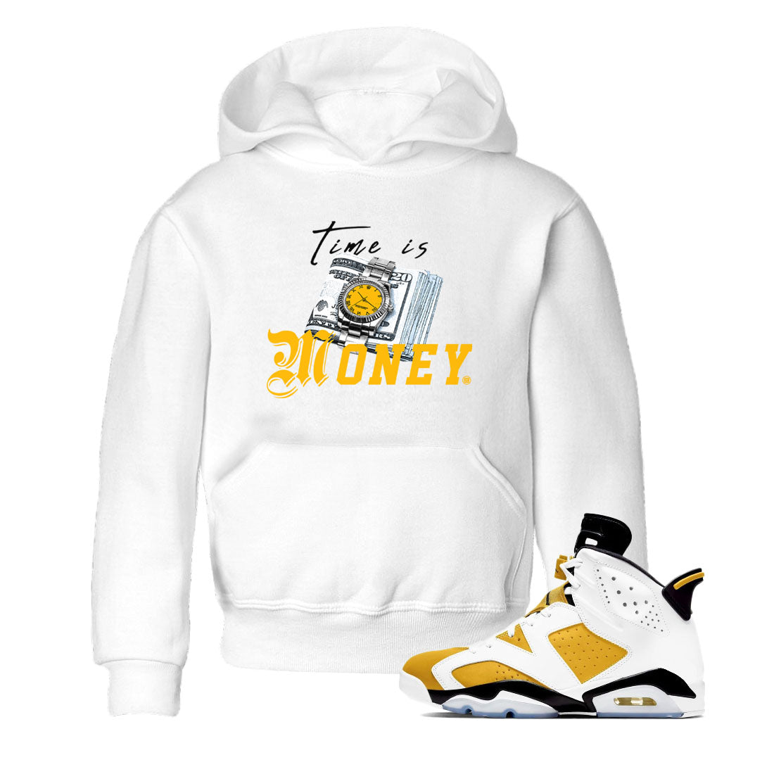 Time Is Money snkmatch Tees Kids - Air Jordan 6 Yellow Ochre