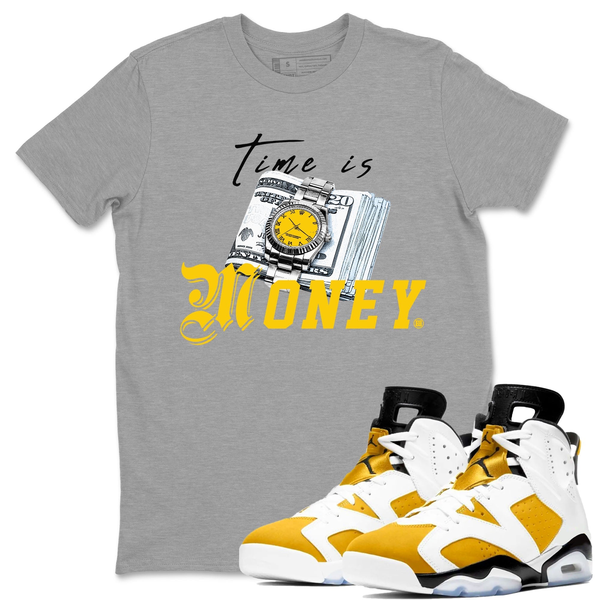 Time Is Money snkmatch Tees - Air Jordan 6 Yellow Ochre
