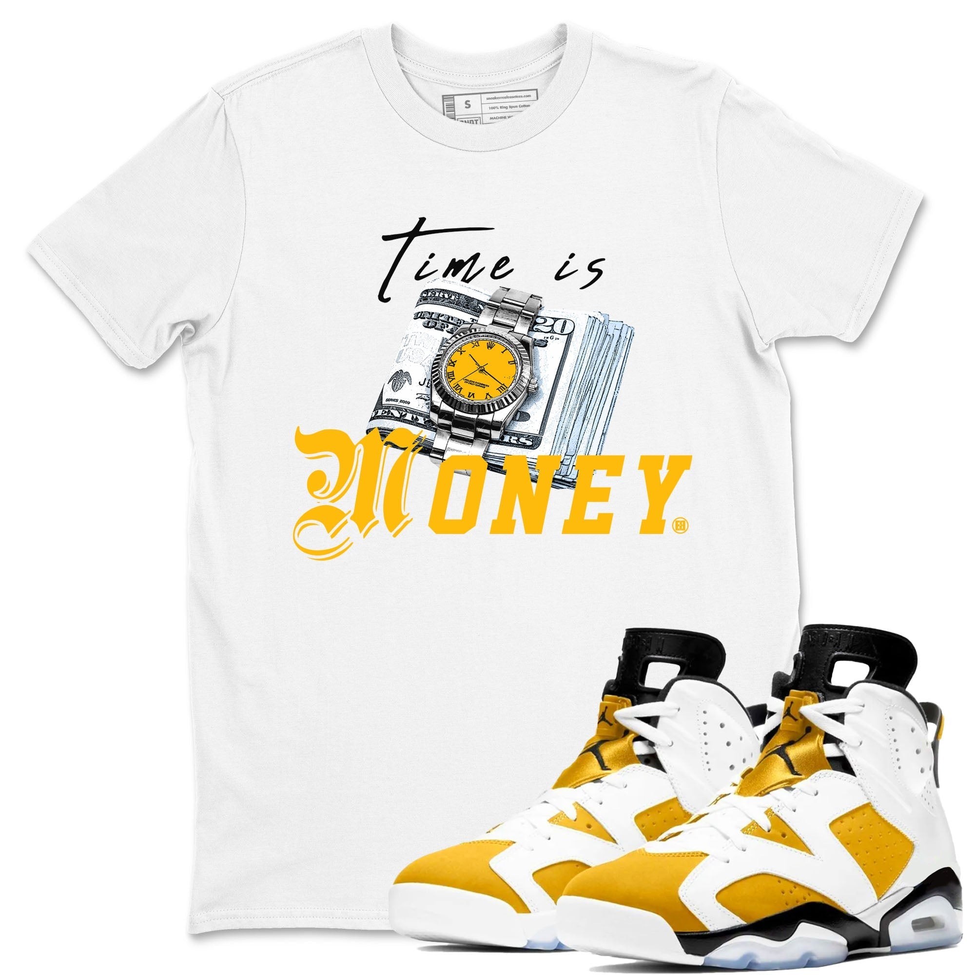 Time Is Money snkmatch Tees - Air Jordan 6 Yellow Ochre