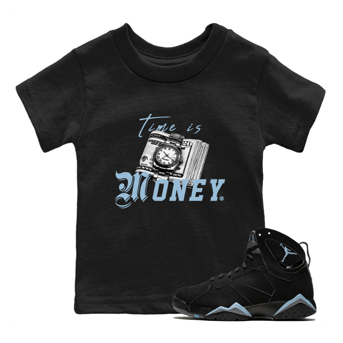 Time Is Money Kids Tops - Air Jordan 7 Chambray