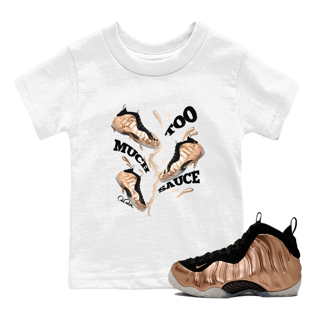Too Much Sauce snkmatch Tees Kids - Air Foamposite One Metallic Copper