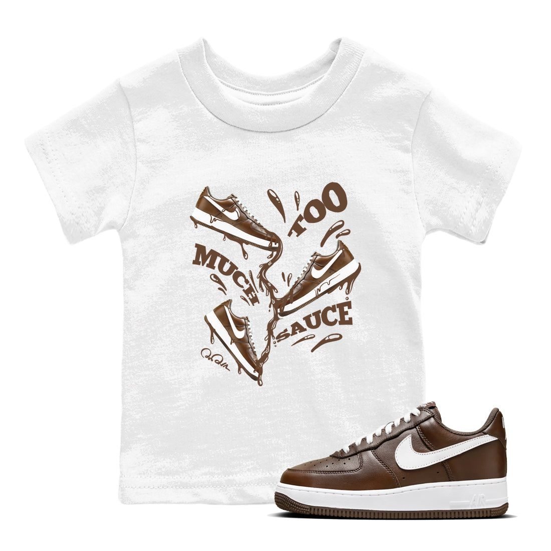 Too Much Sauce snkmatch Tee Kids - Air Force 1 Chocolate