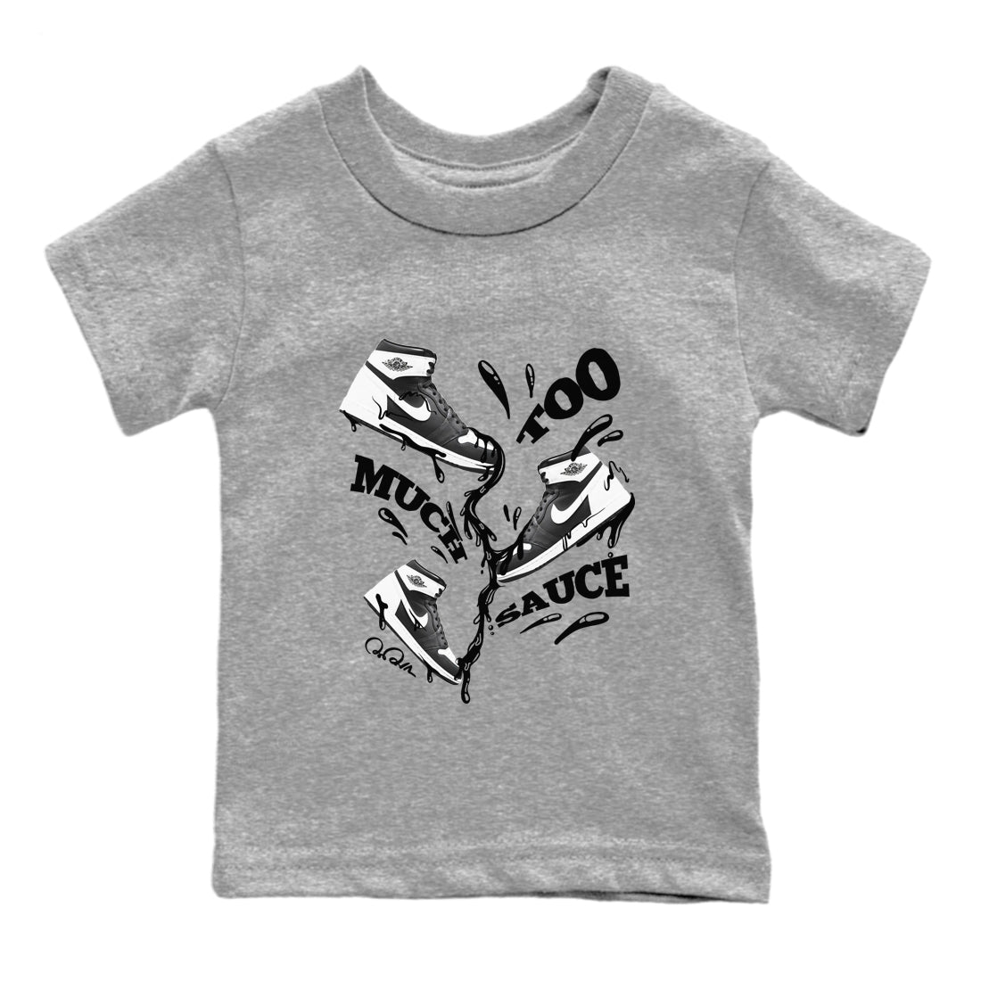 Too Much Sauce snkmatch Tees Kids - Air Jordan 1 Black White