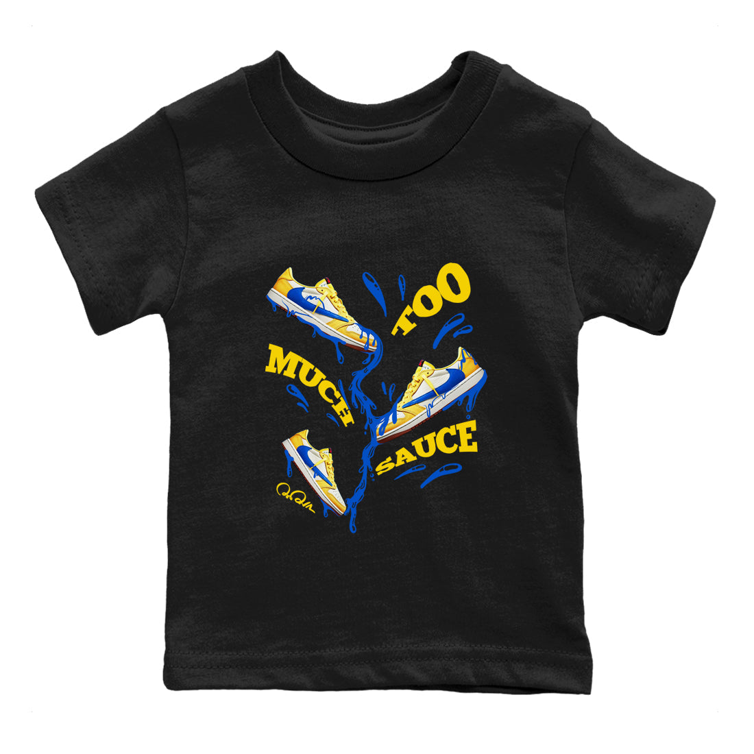Too Much Sauce snkmatch Tees Kids - Air Jordan 1 Travis Scott Canary