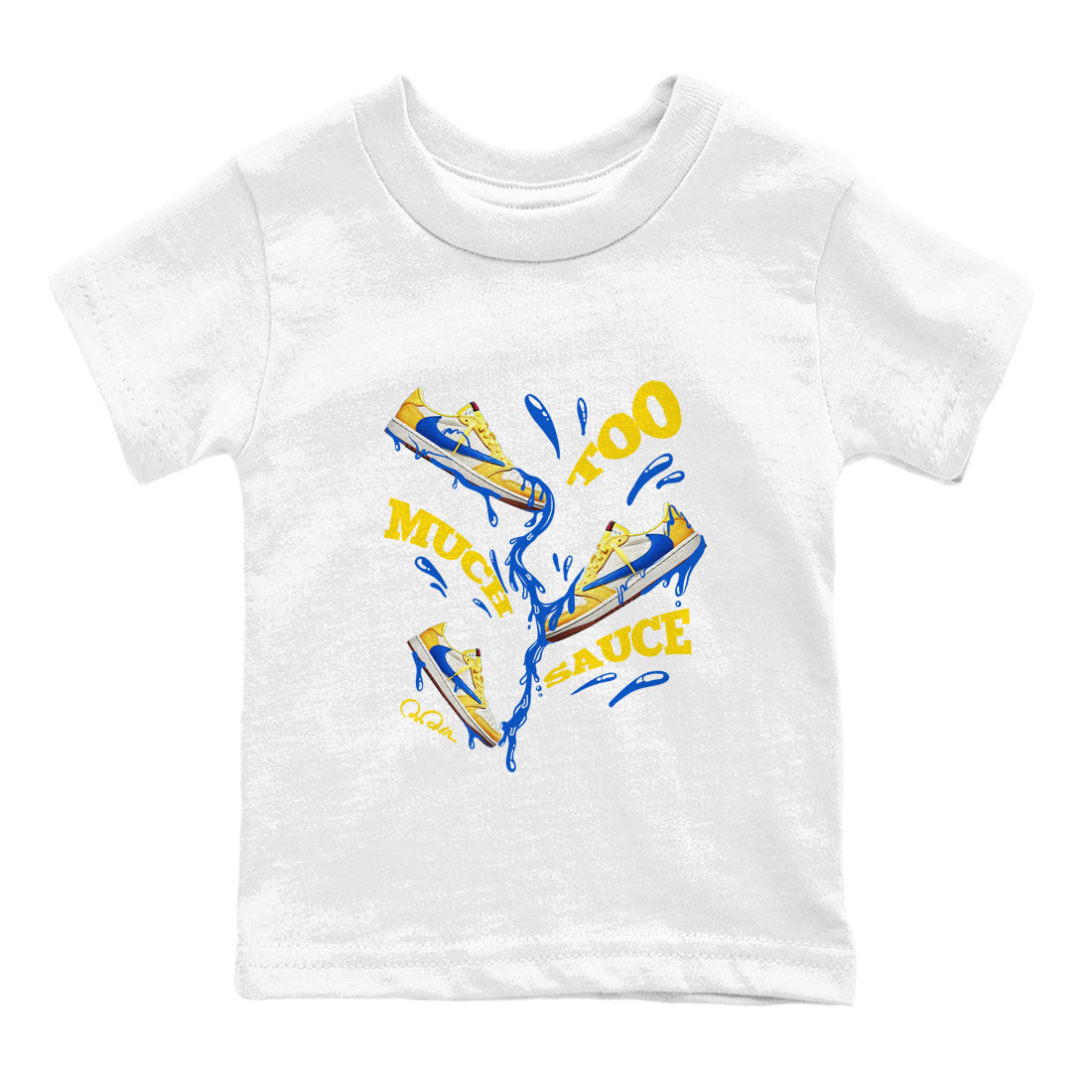 Too Much Sauce snkmatch Tees Kids - Air Jordan 1 Travis Scott Canary