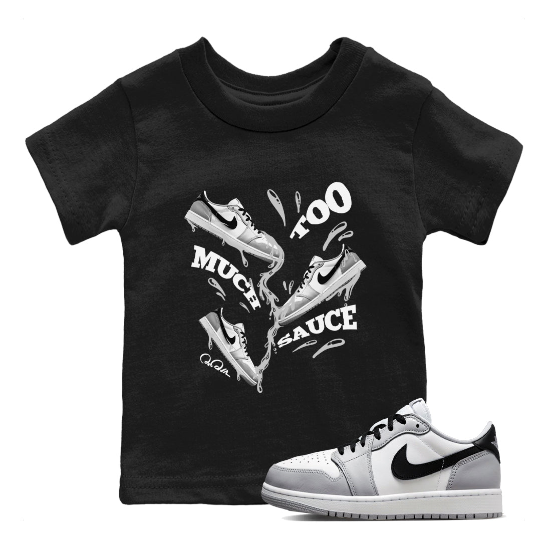Too Much Sauce snkmatch Tees Kids - Air Jordan 1 Wolf Grey