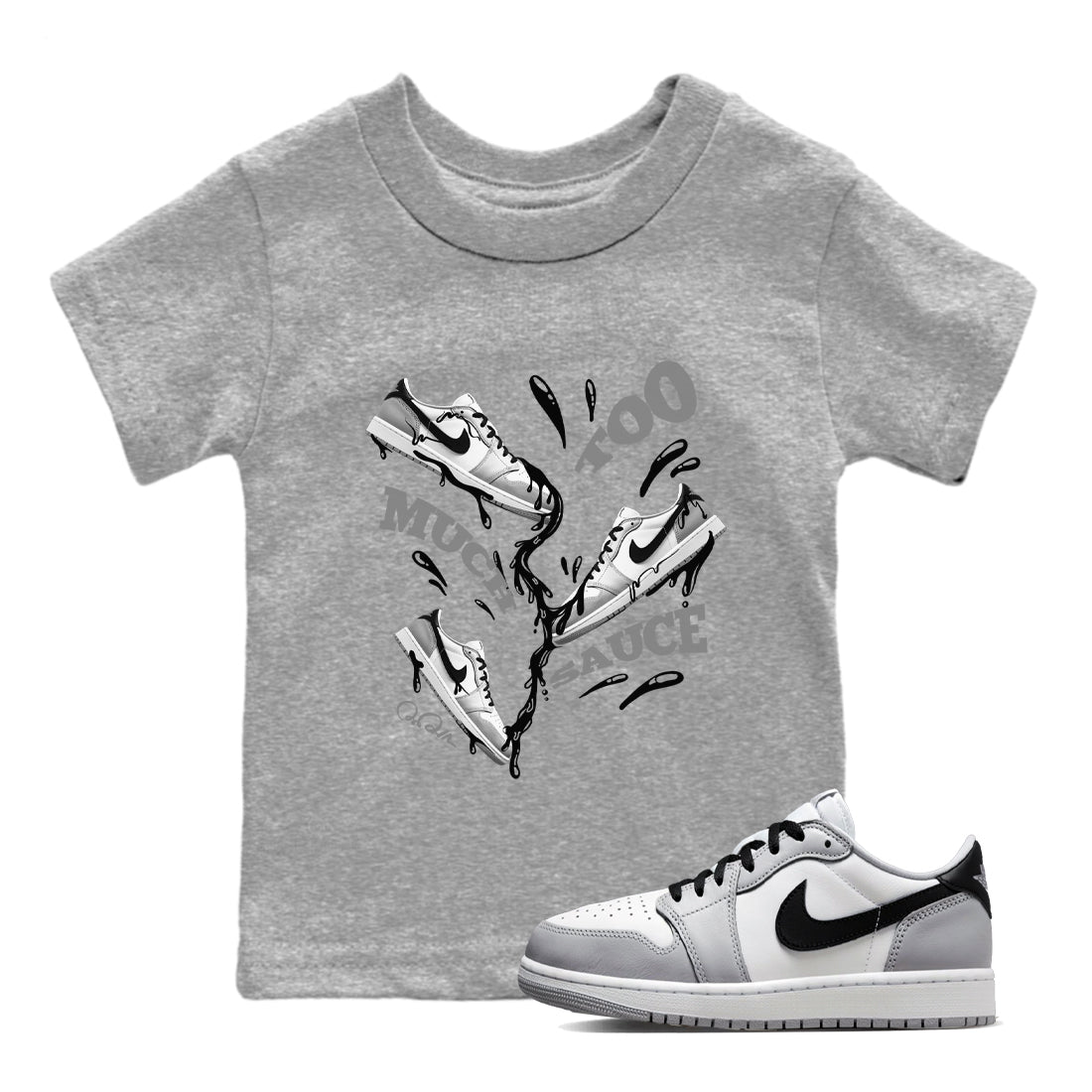 Too Much Sauce snkmatch Tees Kids - Air Jordan 1 Wolf Grey