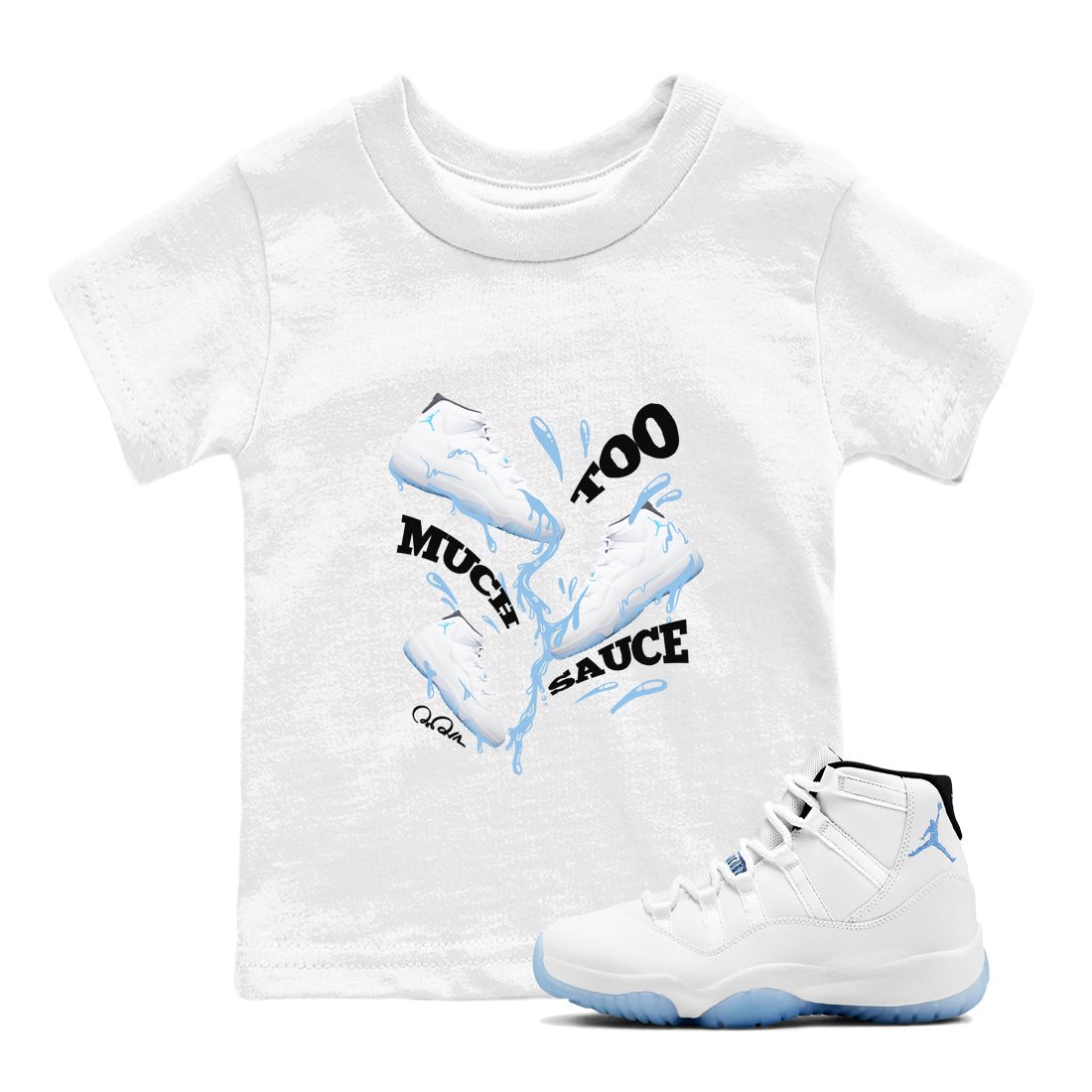 Too Much Sauce snkmatch Tees Kids - Air Jordan 11 Legend Blue